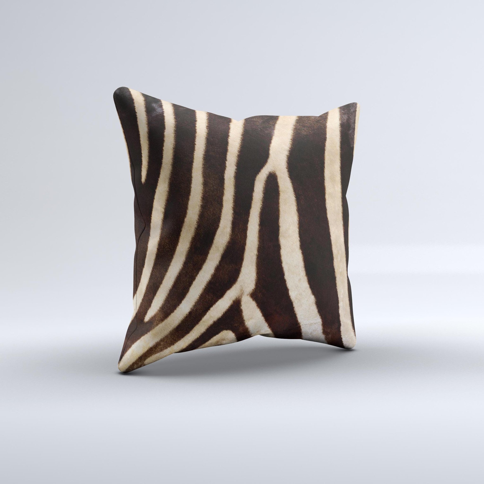 Real Zebra Print Texture Ink-Fuzed Decorative Throw Pillow showcasing unique zebra pattern and high-quality fabric, perfect for home decor.