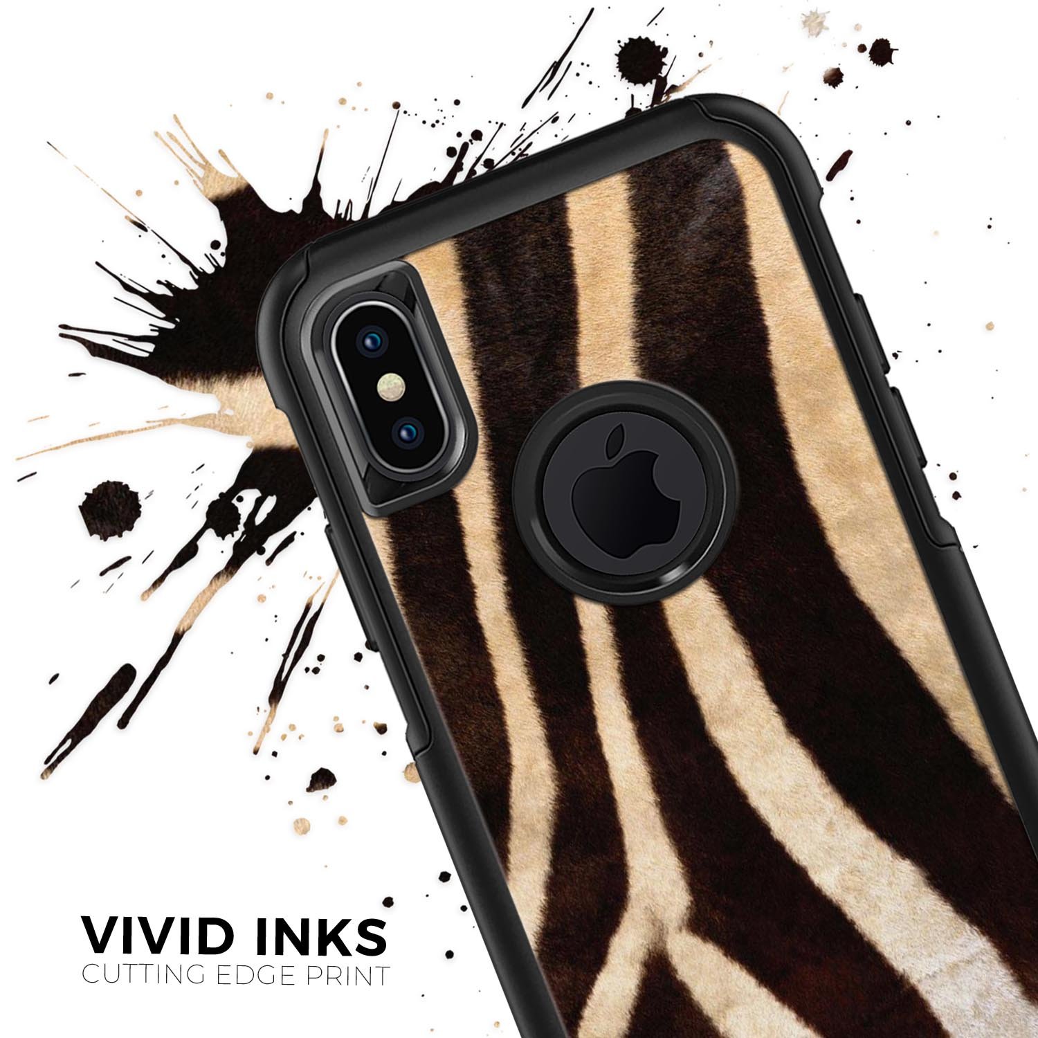 Real Zebra Print Texture Skin Kit for iPhone OtterBox Cases, showcasing a stylish zebra pattern on a sleek surface.