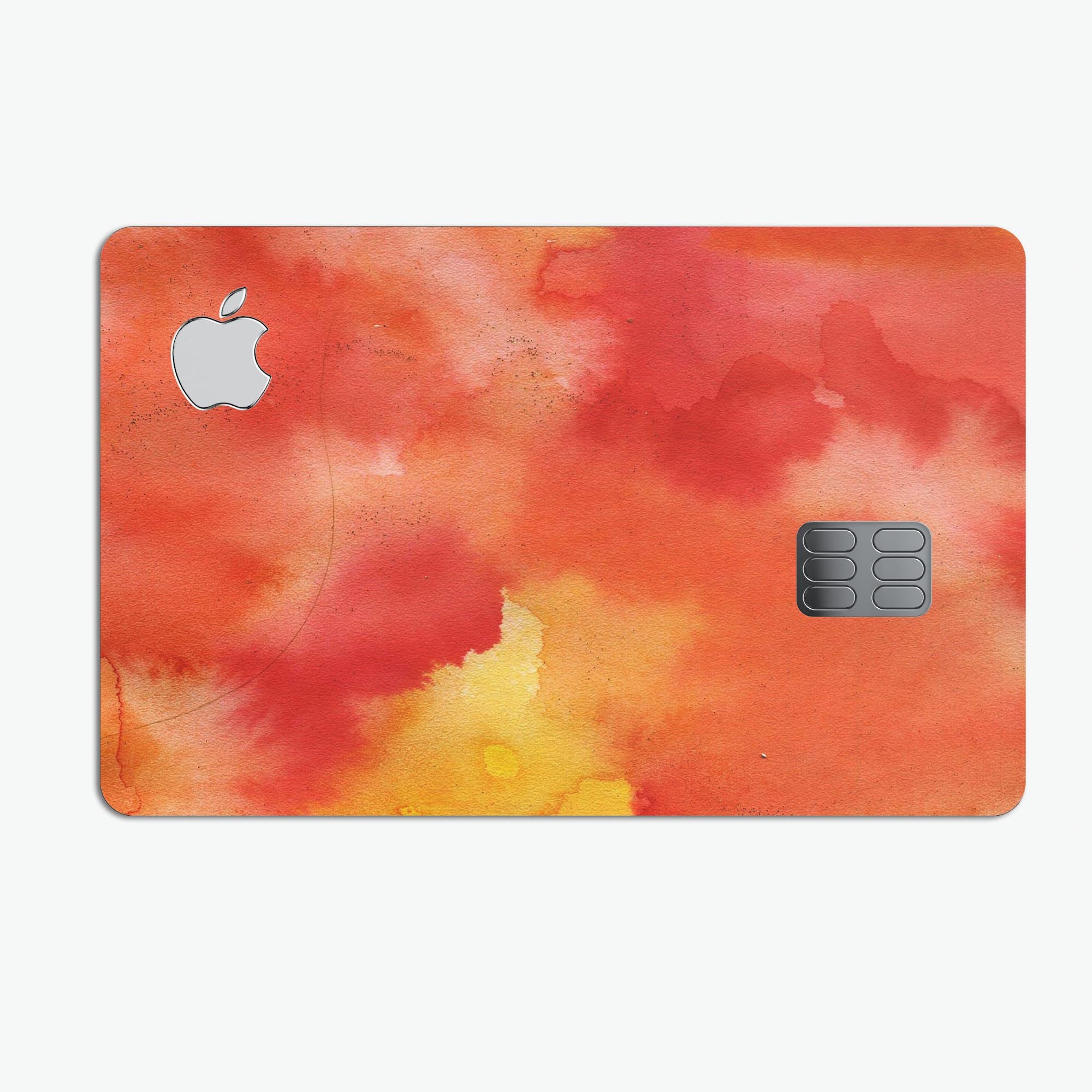 Red 53 Absorbed Watercolor Texture skin for Apple Card, showcasing vibrant colors and premium vinyl material.