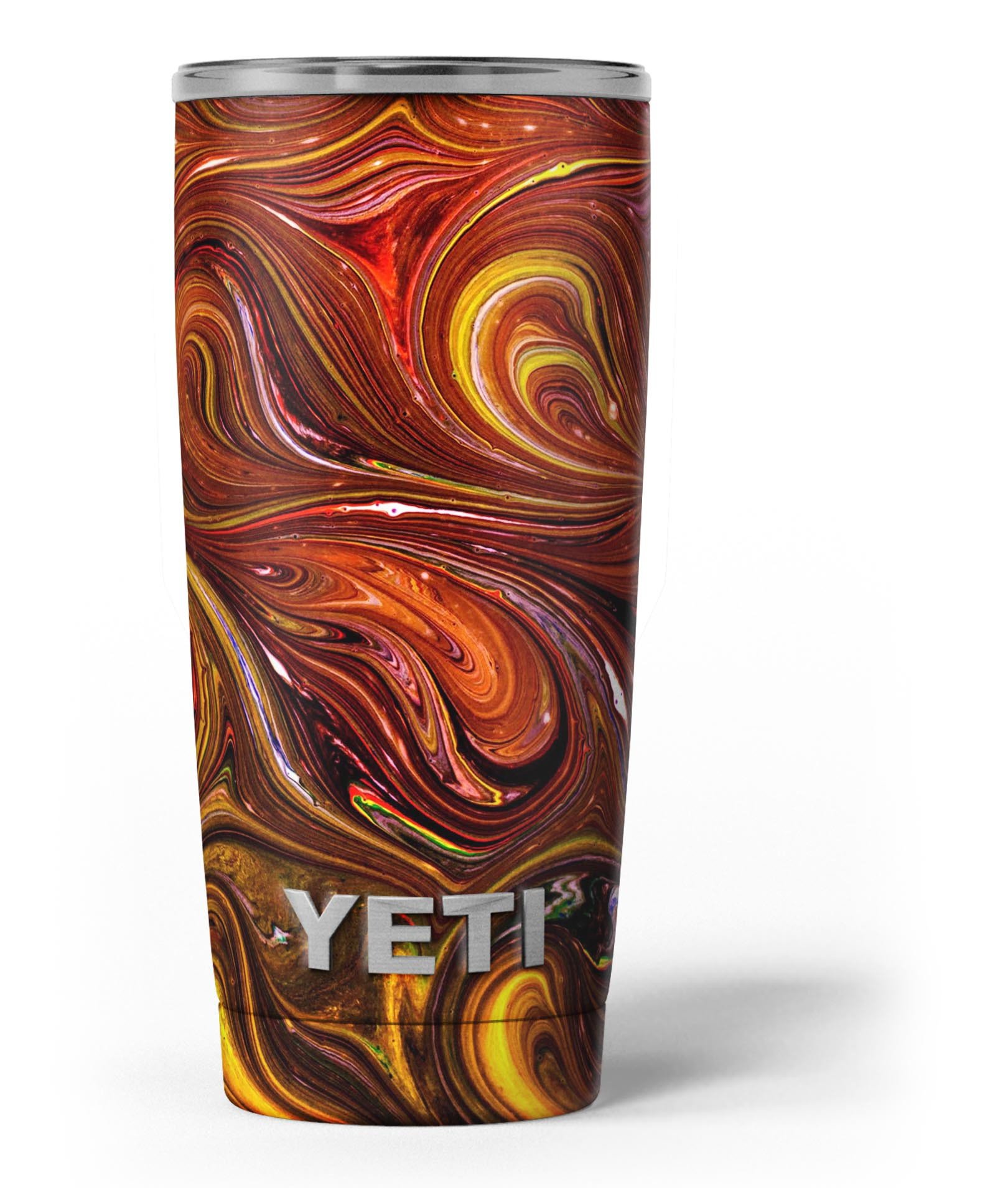 Red Acrylic Swirl skin decal vinyl wrap kit designed for Yeti Coolers, showcasing vibrant colors and a sleek finish.