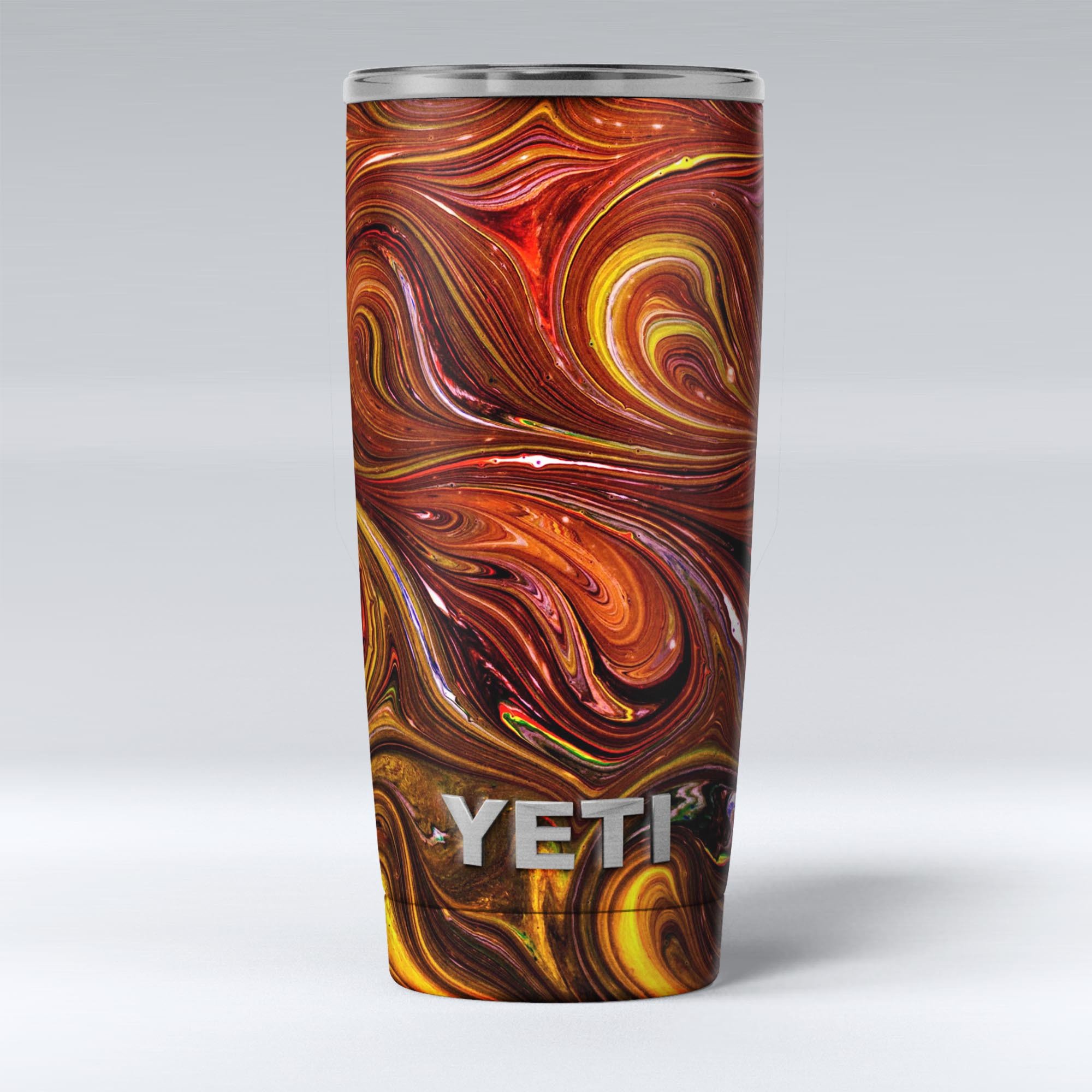 Red Acrylic Swirl skin decal vinyl wrap kit designed for Yeti Coolers, showcasing vibrant colors and a sleek finish.
