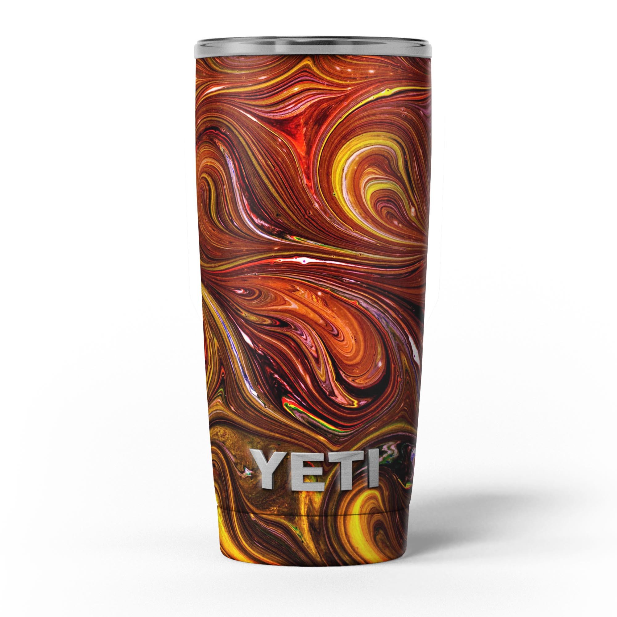 Red Acrylic Swirl skin decal vinyl wrap kit designed for Yeti Coolers, showcasing vibrant colors and a sleek finish.