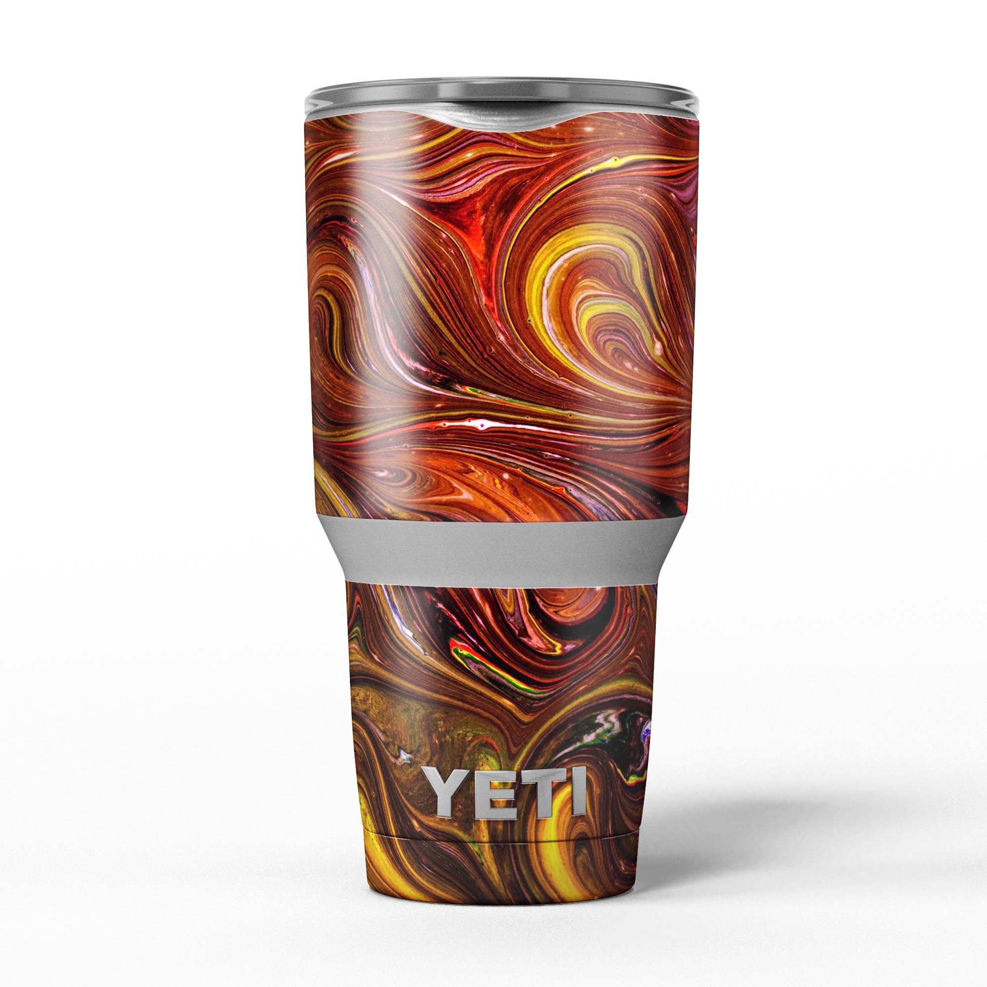 Red Acrylic Swirl skin decal vinyl wrap kit designed for Yeti Coolers, showcasing vibrant colors and a sleek finish.