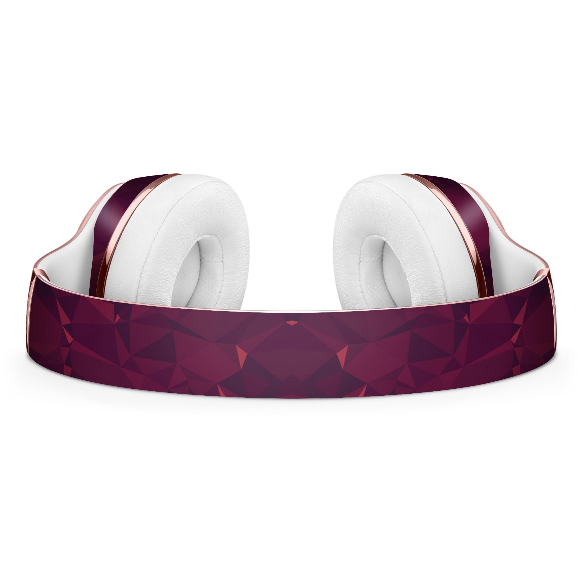 Red and Burgundy Geometric Shapes Full-Body Skin Kit for Beats by Dre Solo 3 Wireless Headphones, showcasing vibrant colors and precise cut.