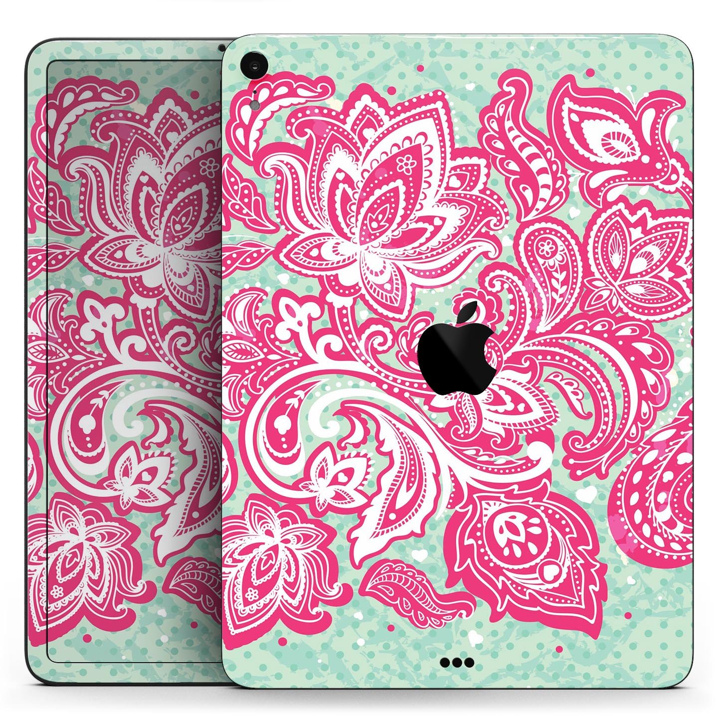 Main Red and Green Floral Ethnic - Full Body Skin Decal for the Apple iPad image