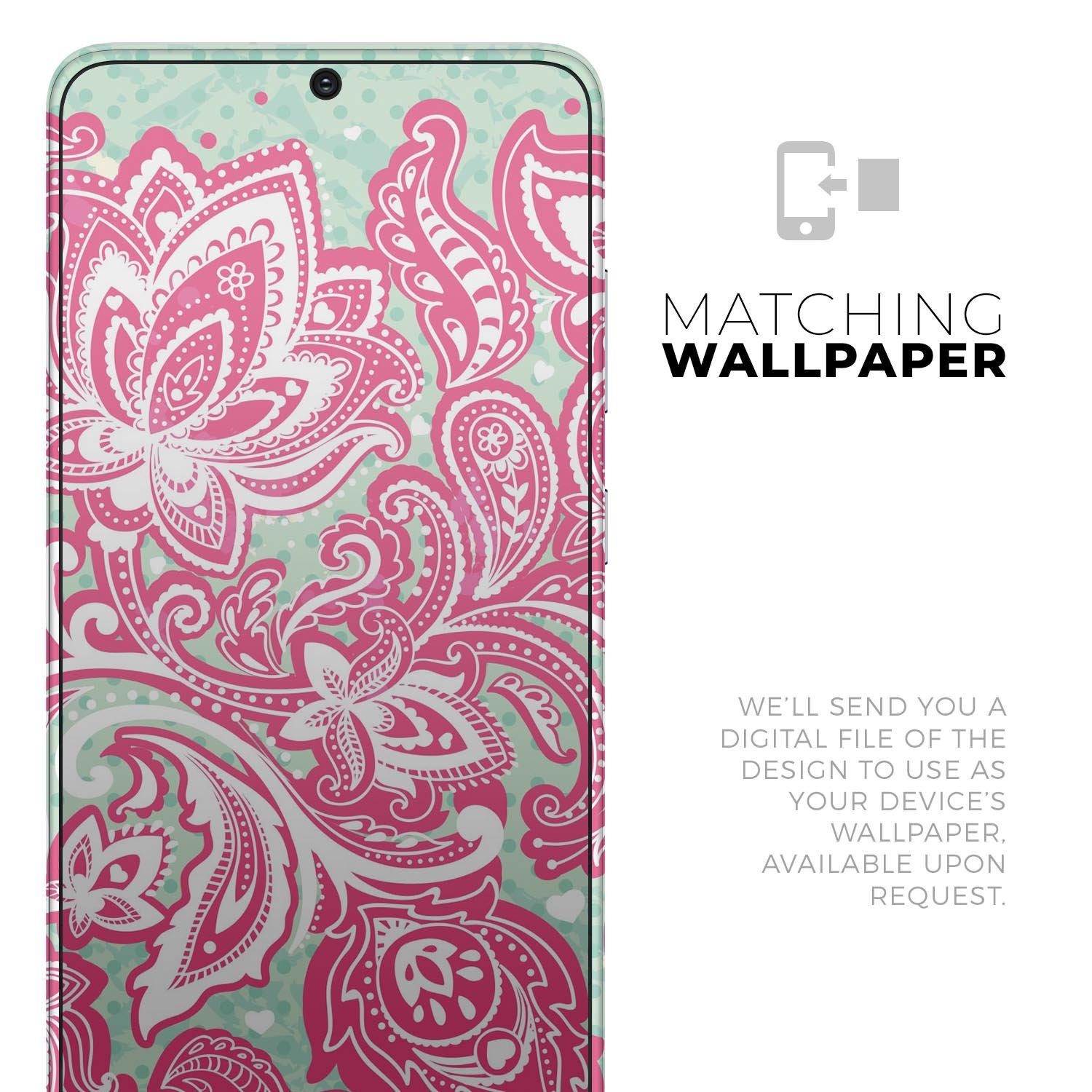 Red and Green Floral Ethnic Skin-Kit for Samsung Galaxy S-Series, showcasing vibrant floral patterns on a sleek vinyl surface.