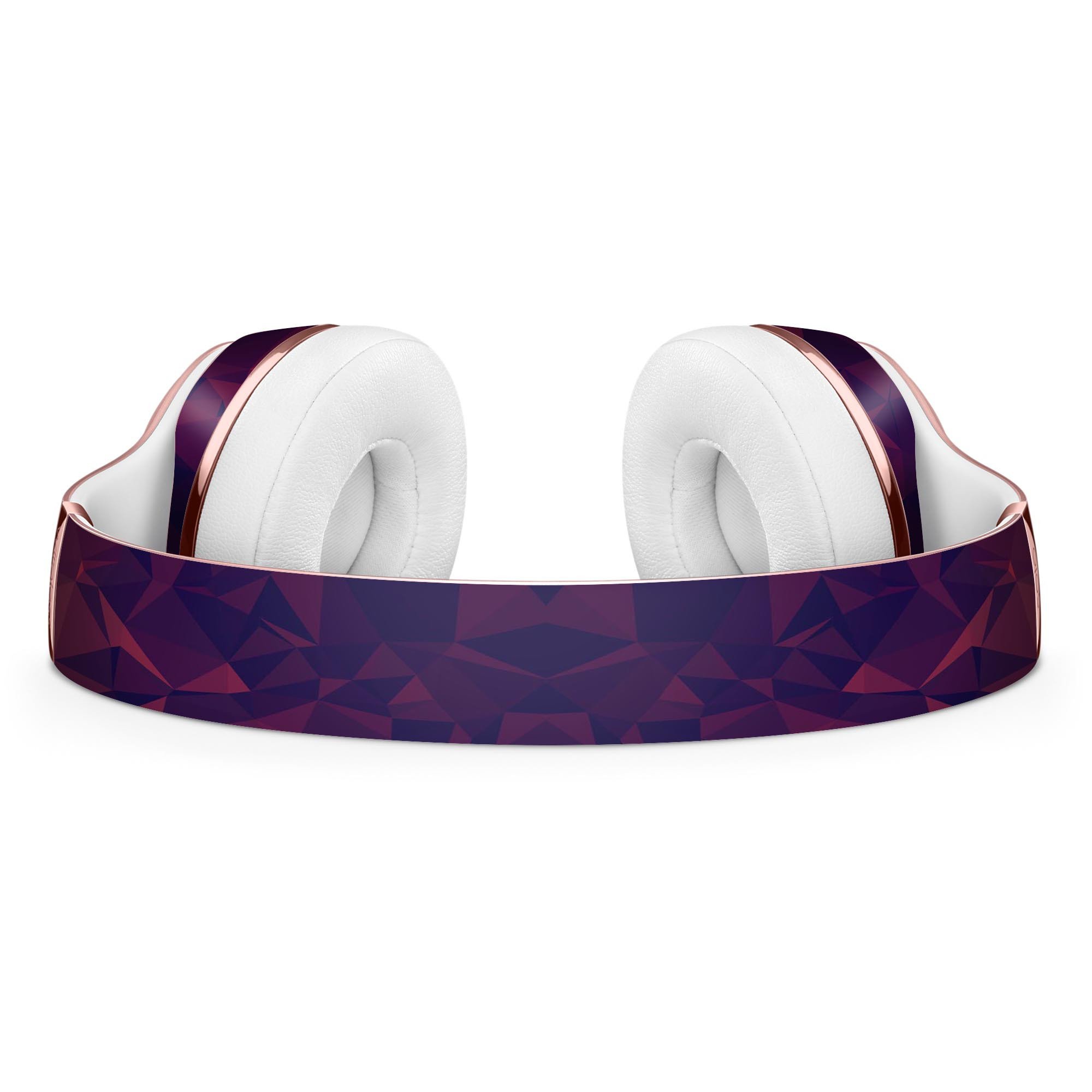 Red and purple geometric triangles skin kit for Beats by Dre Solo 3 Wireless Headphones, showcasing vibrant colors and precise cut.