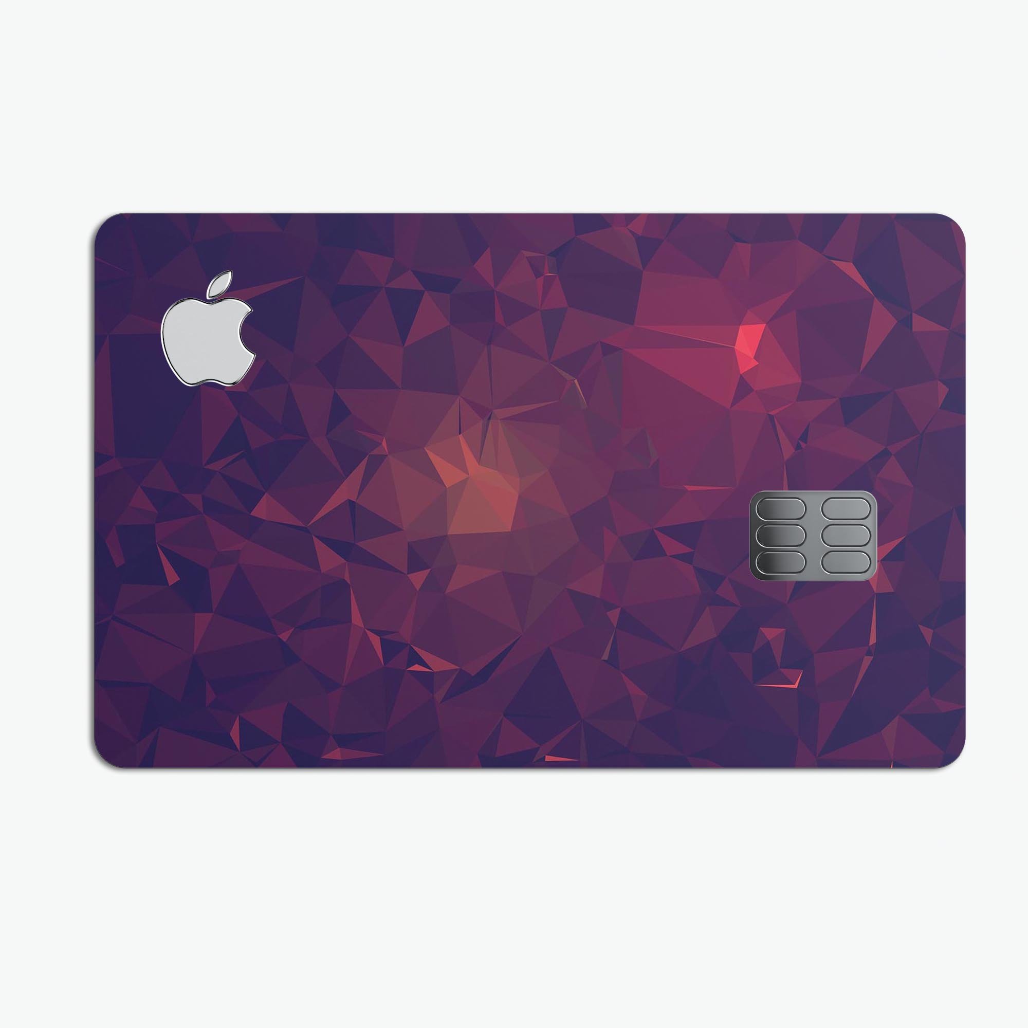 Red and purple geometric triangles decal skin for Apple Card, showcasing a stylish design and premium quality.