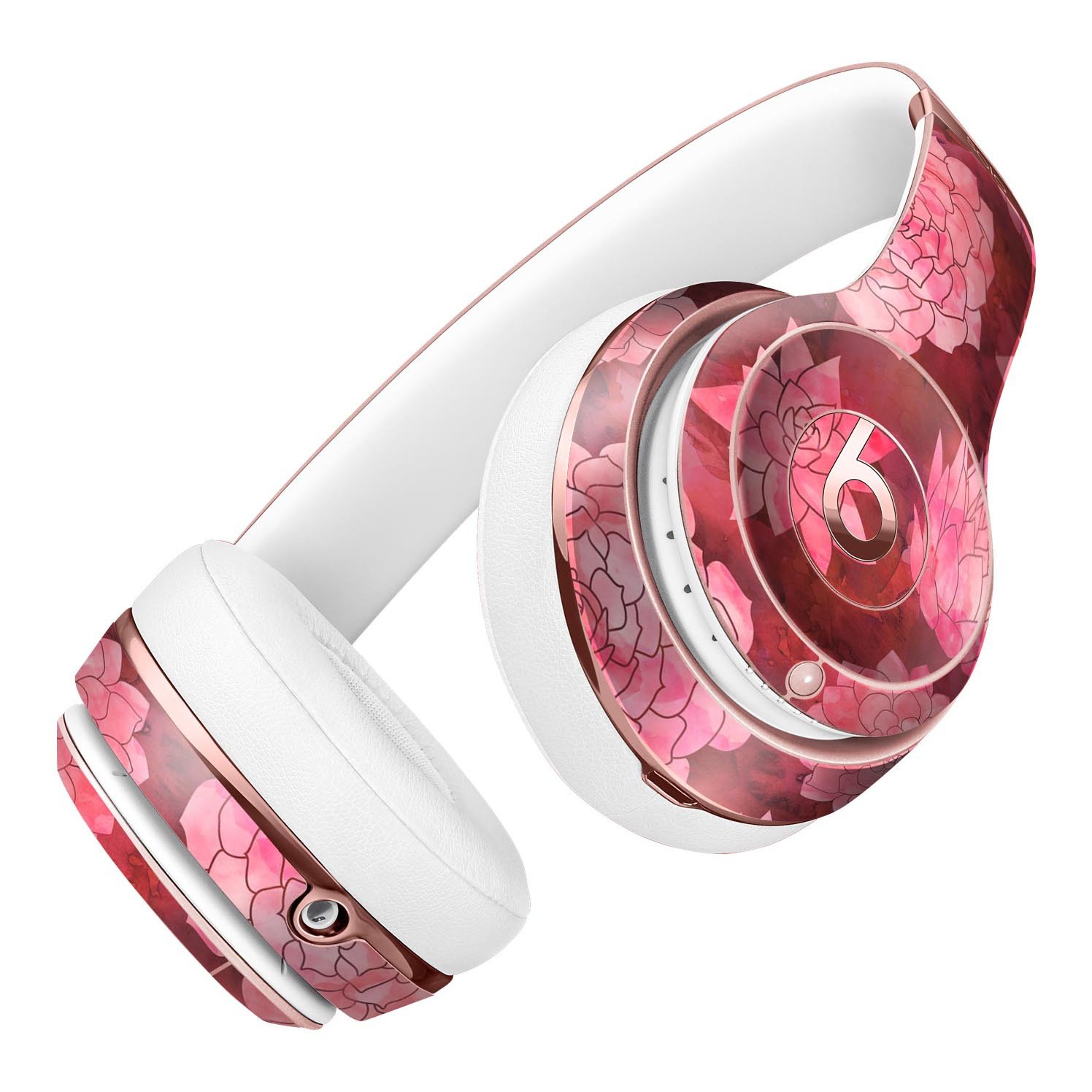 Red Floral Succulents Skin Kit for Beats by Dre Solo 3, showcasing vibrant floral design on premium vinyl material.