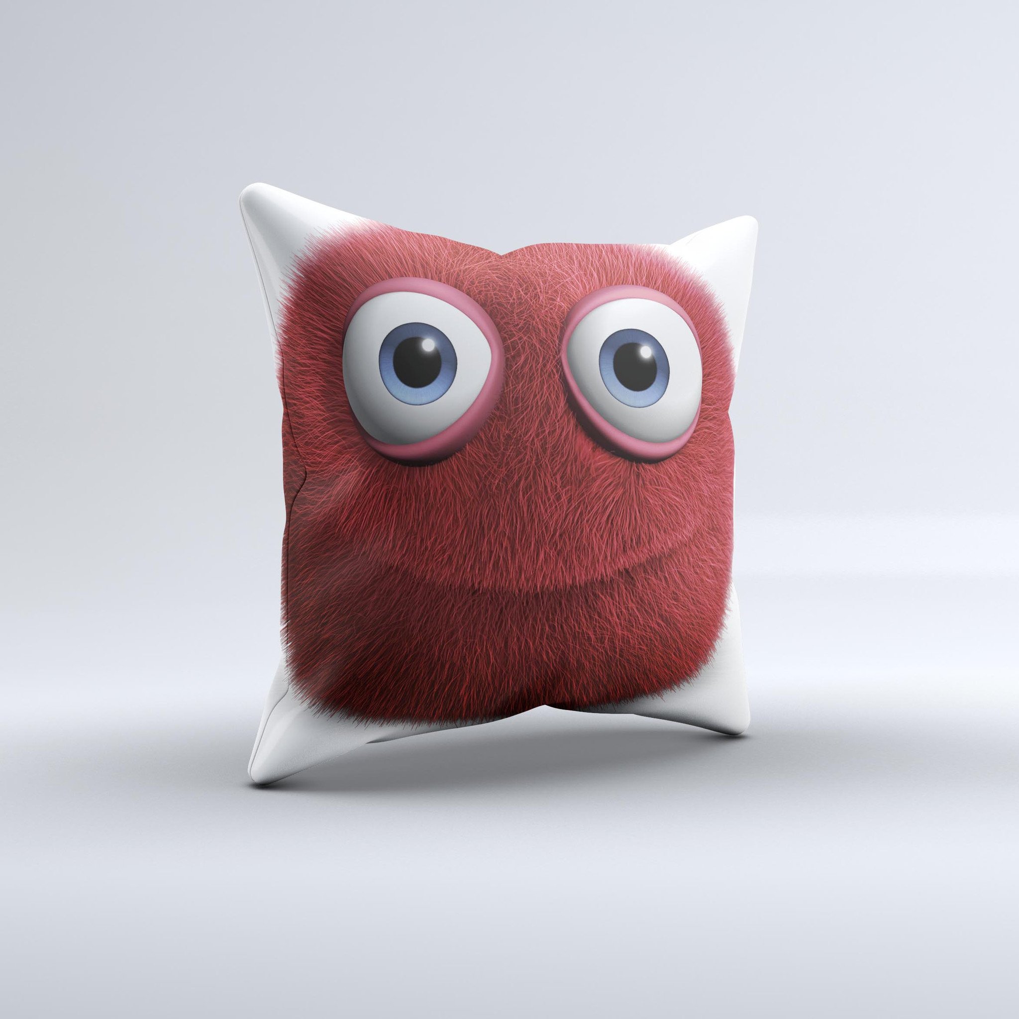 Red Fuzzy Wuzzy ink-Fuzed Decorative Throw Pillow showcasing a vibrant red color and fuzzy texture, handcrafted in Virginia.