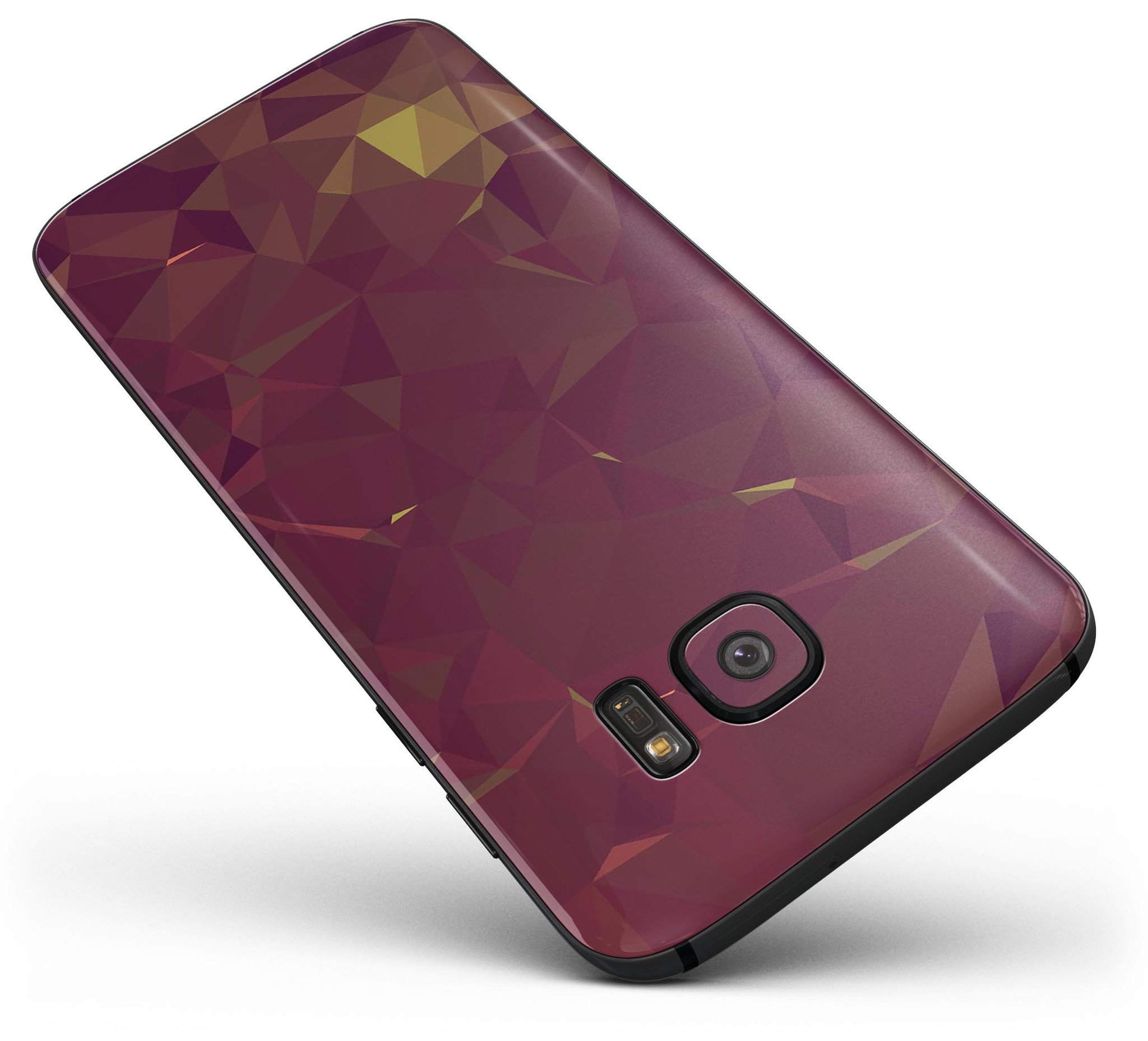 Red Geometric V13 Full Body Skin-Kit for Samsung Galaxy S7 and S7 Edge, showcasing vibrant geometric patterns and premium vinyl material.