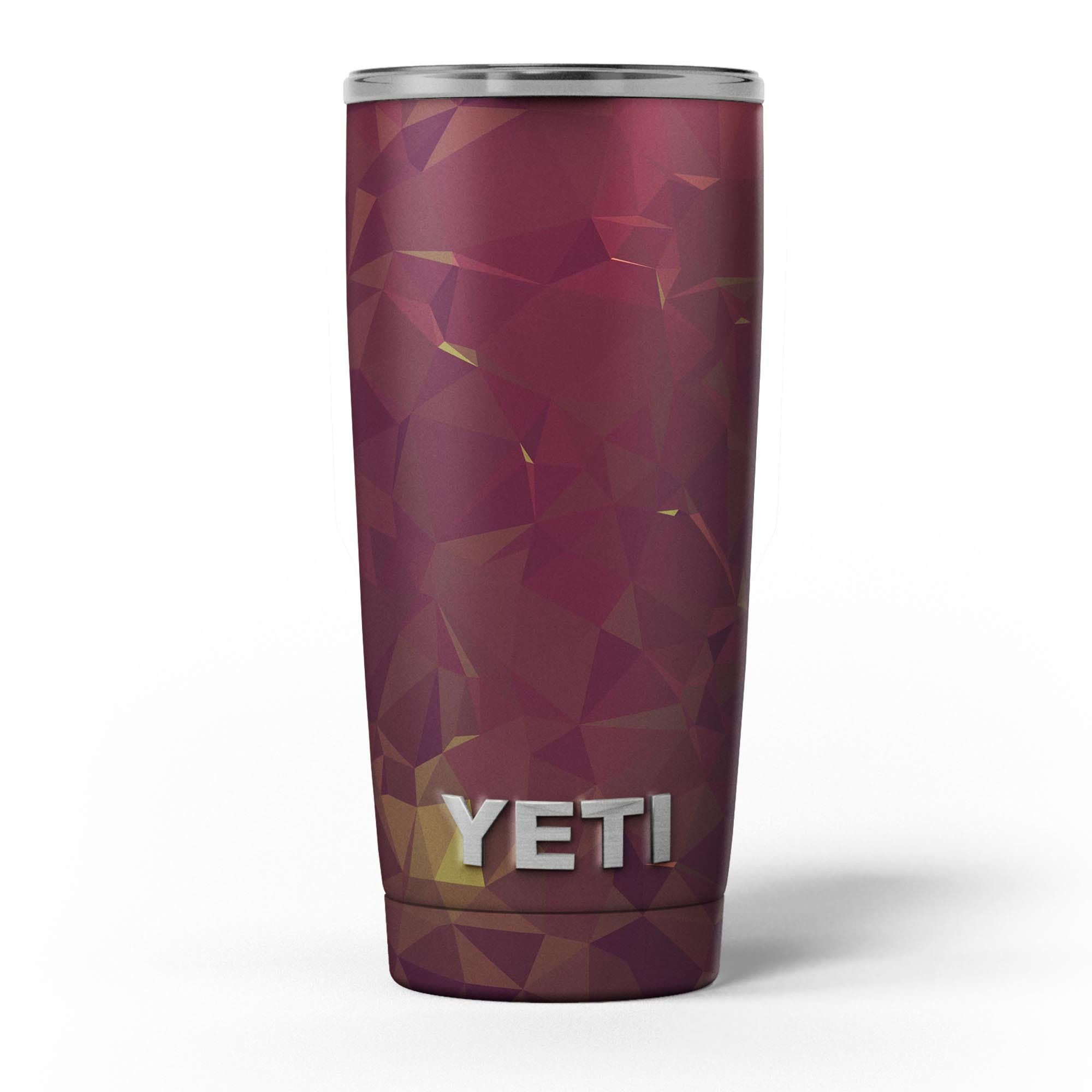 Red Geometric V13 skin decal vinyl wrap kit for Yeti Cooler, showcasing vibrant geometric patterns and premium quality finish.