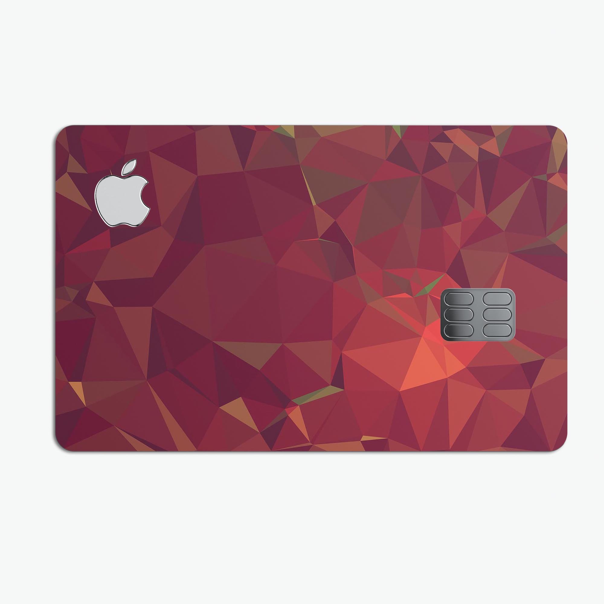 Red Geometric V2 decal skin for Apple Card, showcasing its vibrant design and premium quality.