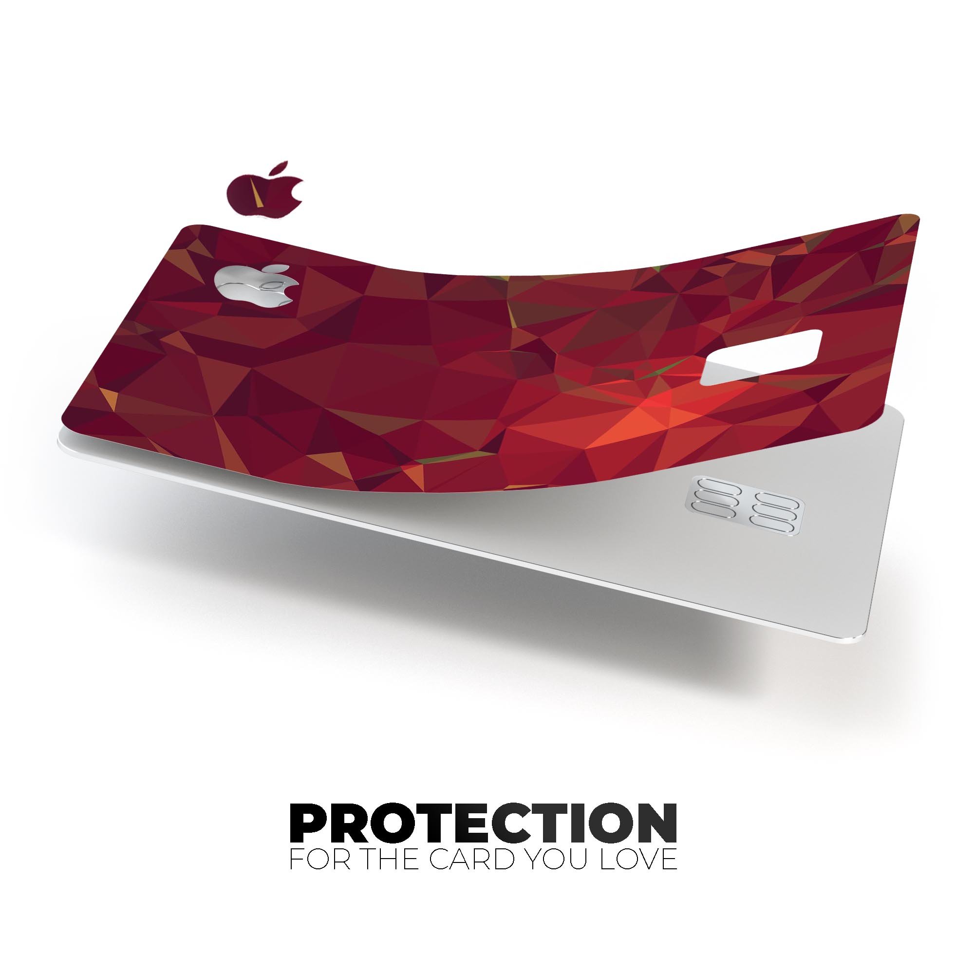 Red Geometric V2 decal skin for Apple Card, showcasing its vibrant design and premium quality.