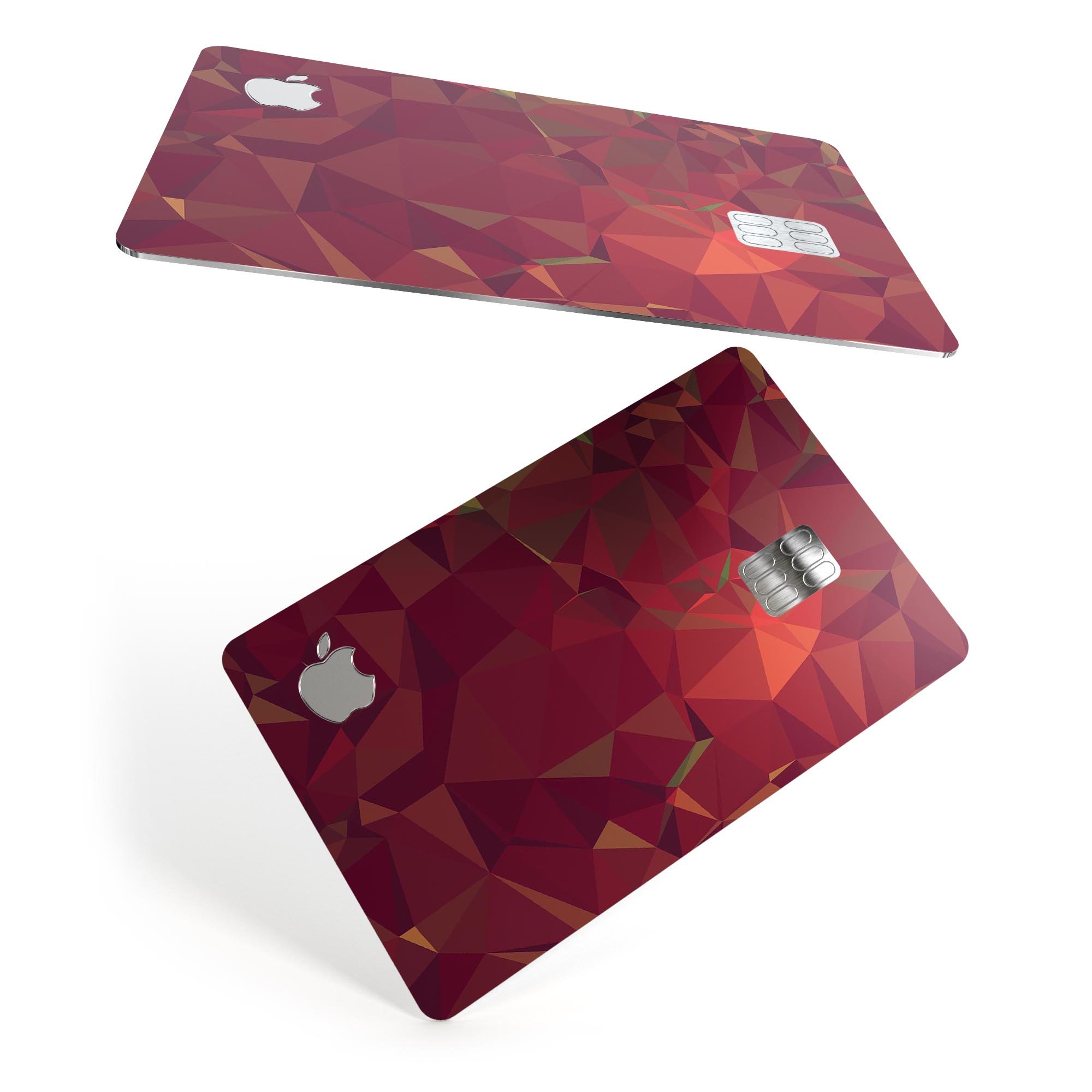 Red Geometric V2 decal skin for Apple Card, showcasing its vibrant design and premium quality.