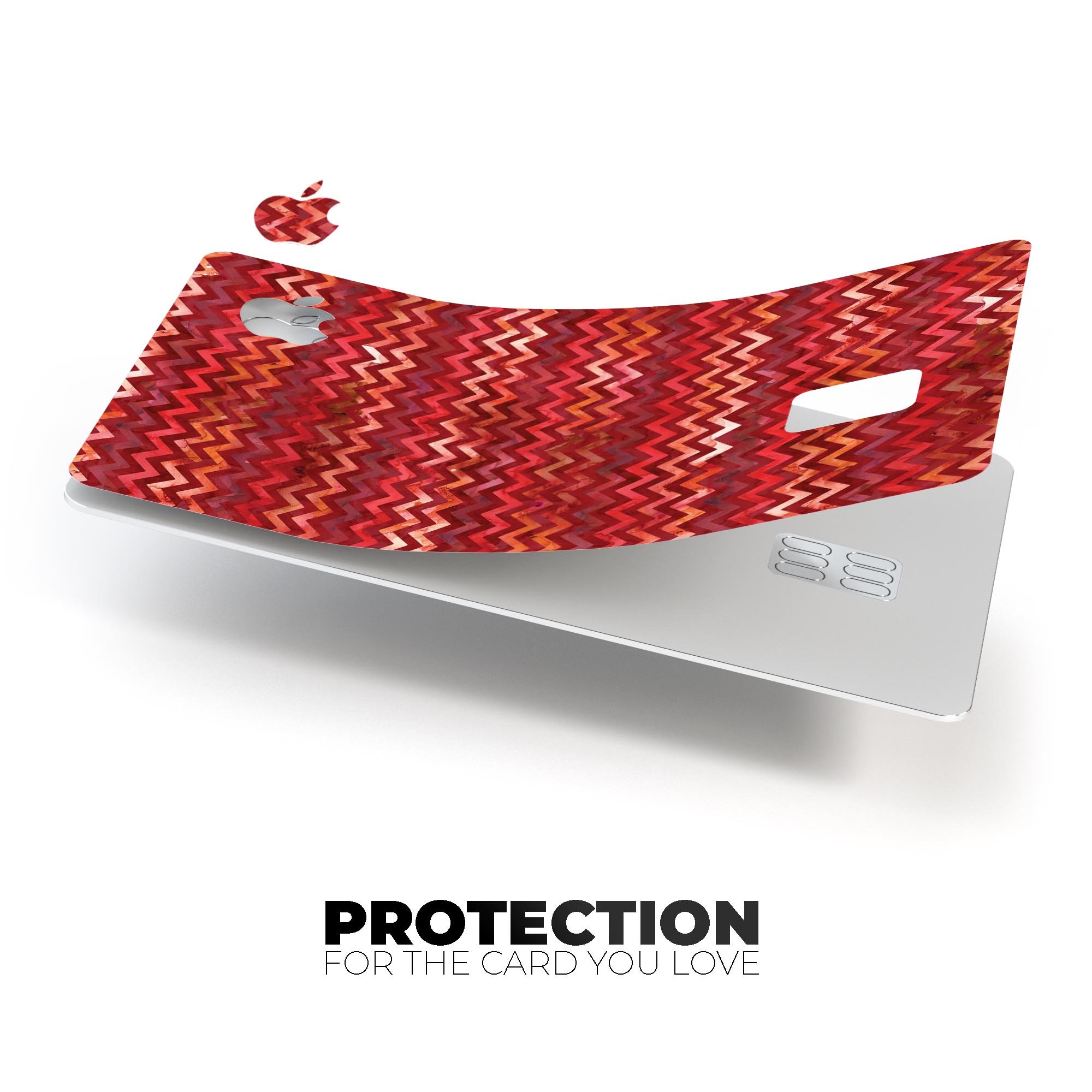 Red Multi Watercolor Chevron decal skin for Apple Card, showcasing vibrant colors and a protective design.