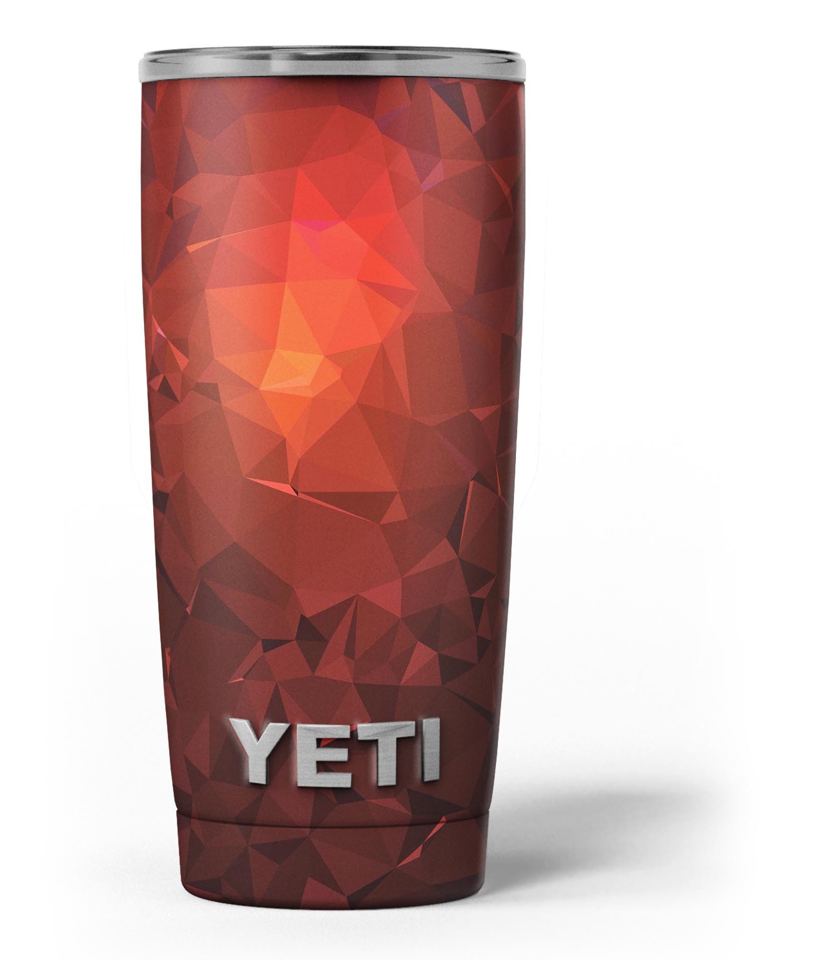 Red Orange Geometric V13 skin decal vinyl wrap kit for Yeti Coolers, showcasing vibrant geometric patterns and premium quality.