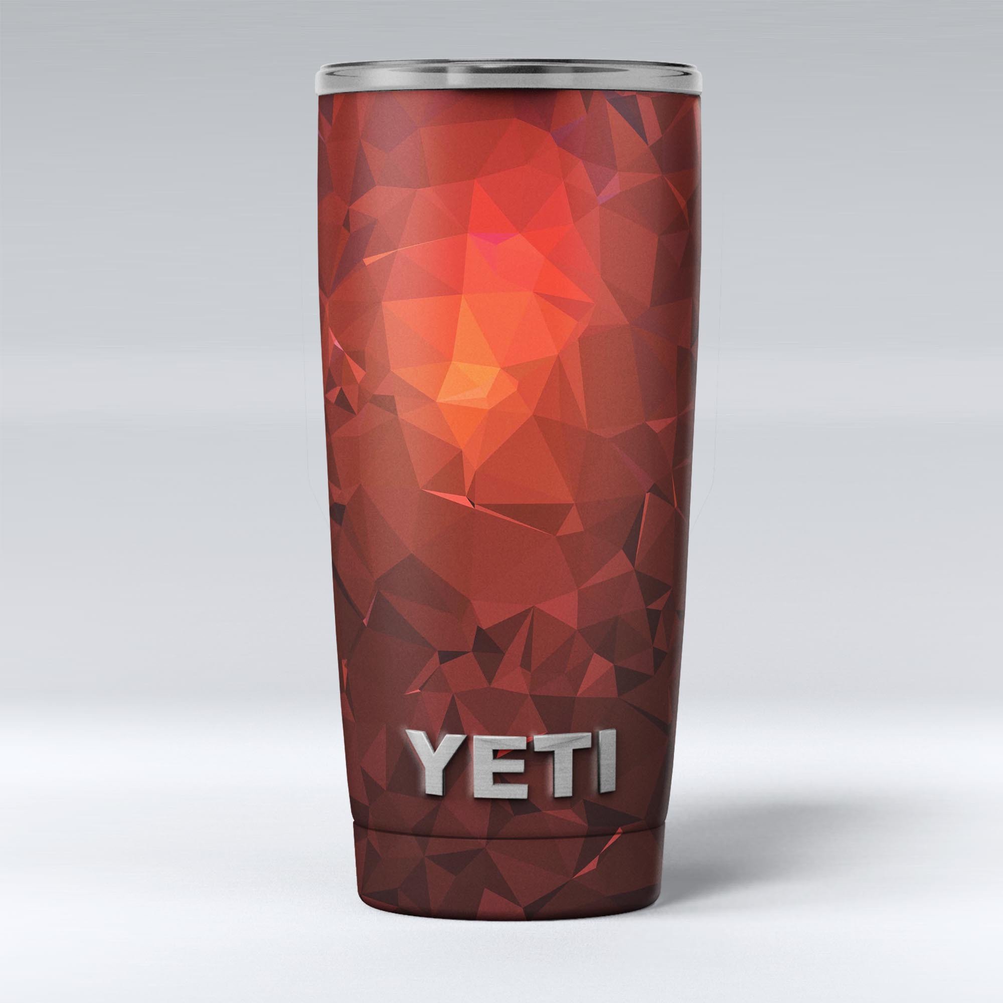 Red Orange Geometric V13 skin decal vinyl wrap kit for Yeti Coolers, showcasing vibrant geometric patterns and premium quality.