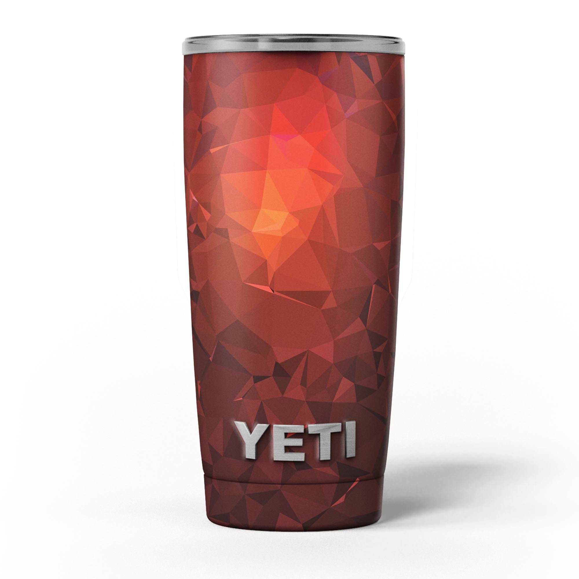 Red Orange Geometric V13 skin decal vinyl wrap kit for Yeti Coolers, showcasing vibrant geometric patterns and premium quality.