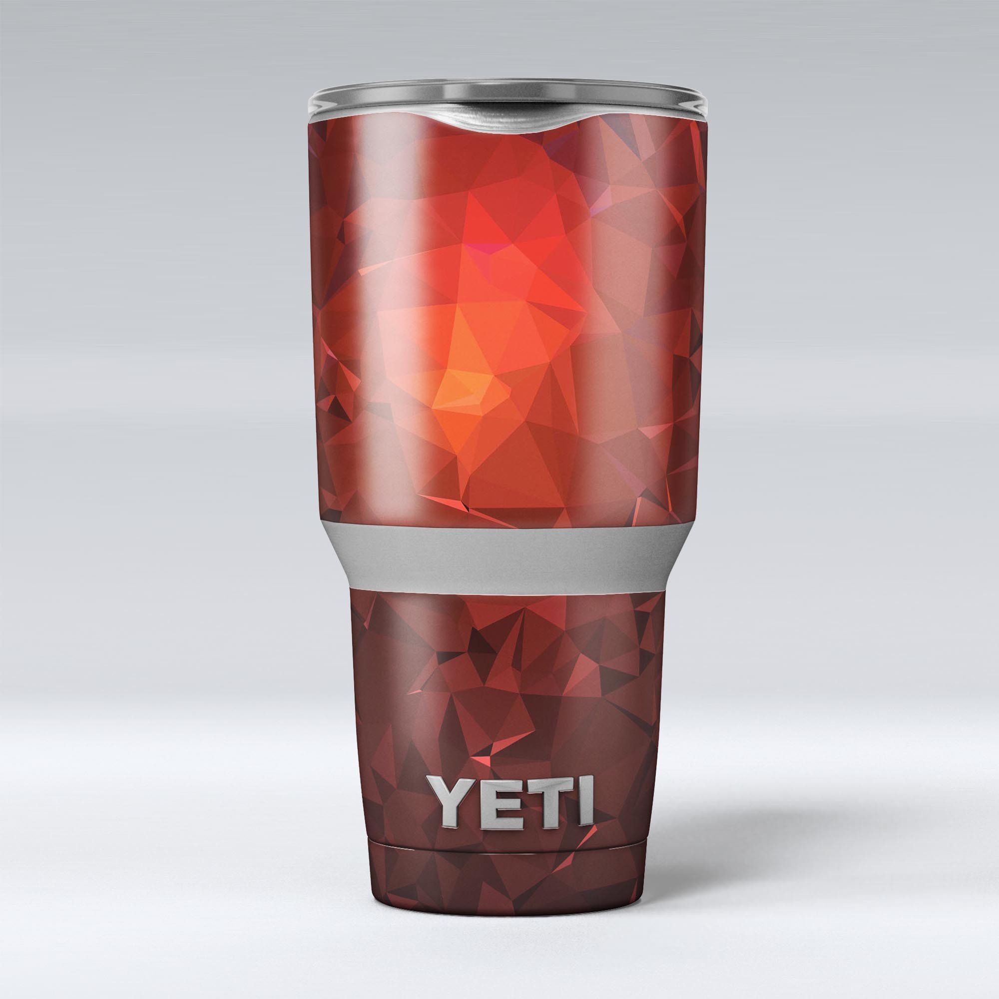 Red Orange Geometric V13 skin decal vinyl wrap kit for Yeti Coolers, showcasing vibrant geometric patterns and premium quality.