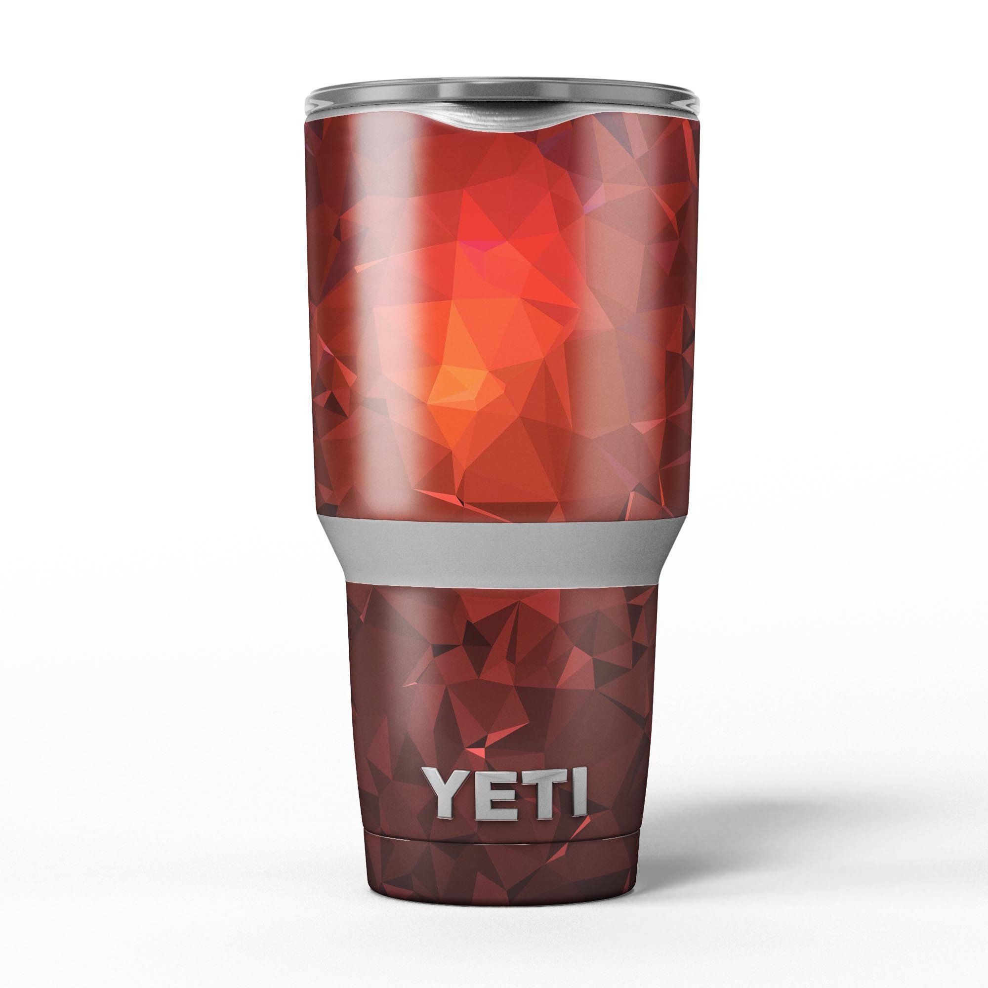 Red Orange Geometric V13 skin decal vinyl wrap kit for Yeti Coolers, showcasing vibrant geometric patterns and premium quality.