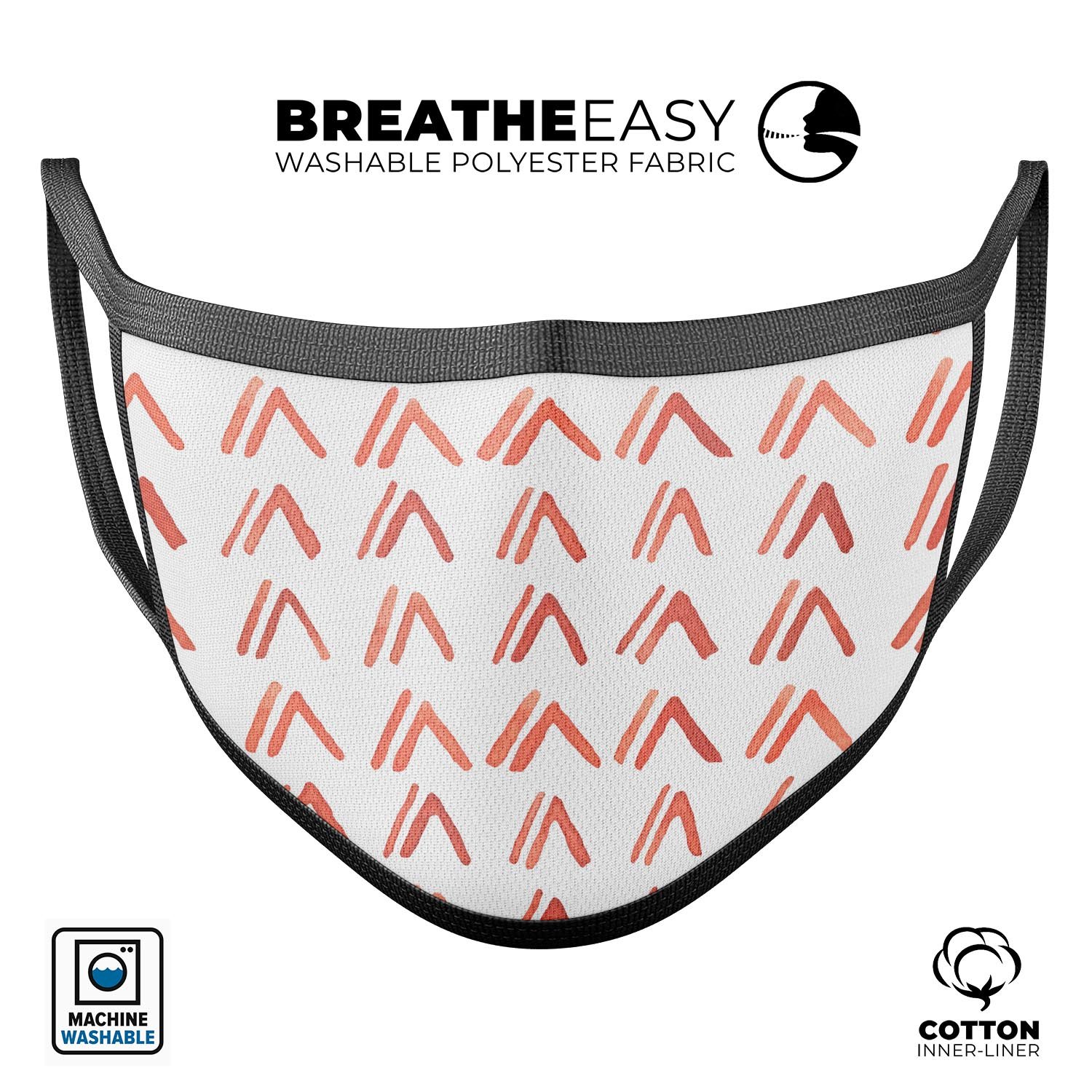 Red Orange Watercolor Pattern face mask, showcasing vibrant colors and a comfortable design, made in the USA.
