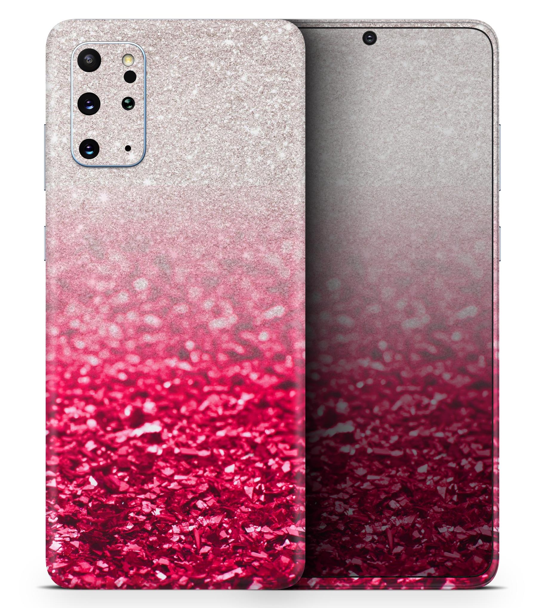 Red and silver glimmer fade skin kit for Samsung Galaxy S-Series, showcasing a stylish design that enhances device appearance.