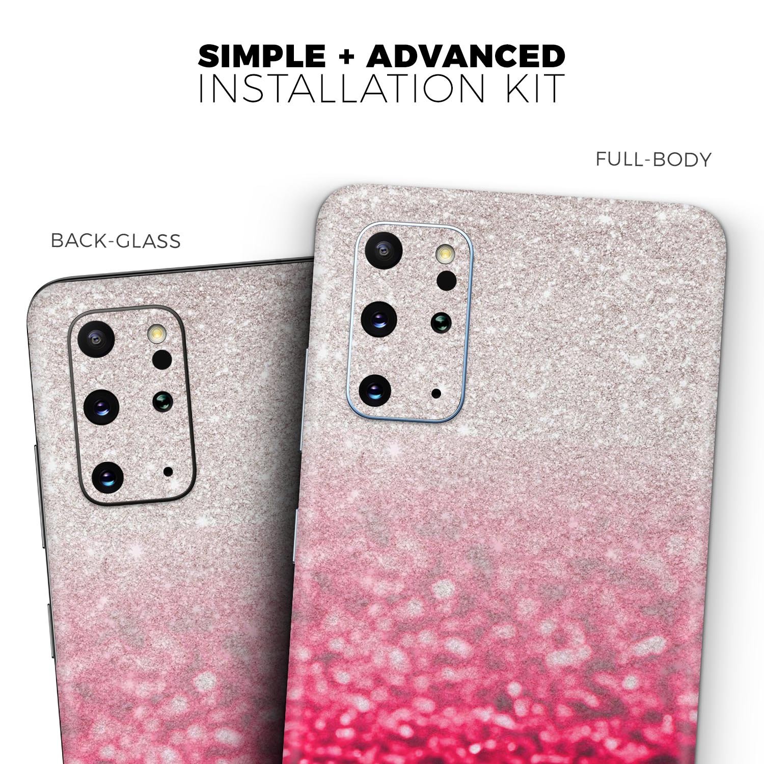 Red and silver glimmer fade skin kit for Samsung Galaxy S-Series, showcasing a stylish design that enhances device appearance.