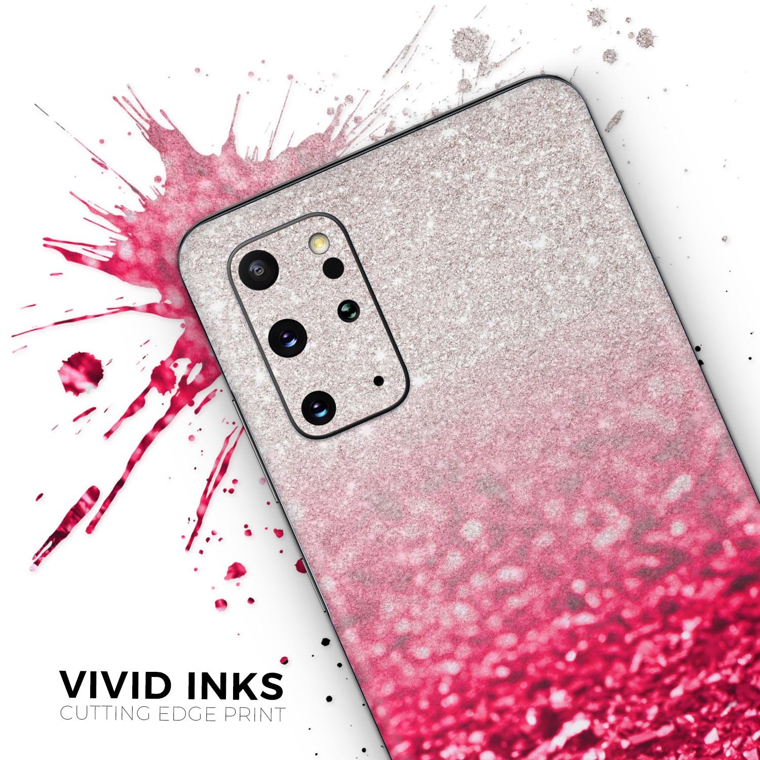 Red and silver glimmer fade skin kit for Samsung Galaxy S-Series, showcasing a stylish design that enhances device appearance.