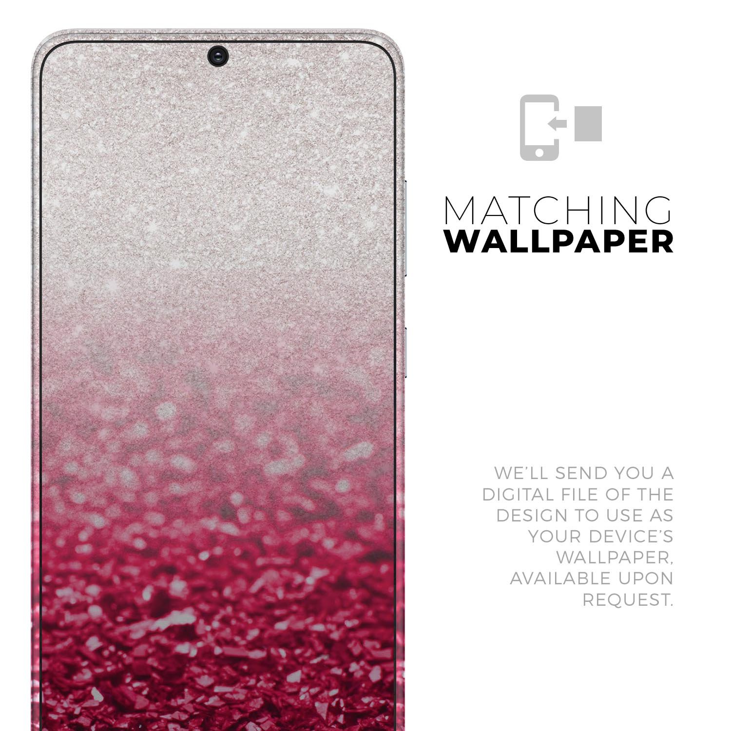 Red and silver glimmer fade skin kit for Samsung Galaxy S-Series, showcasing a stylish design that enhances device appearance.