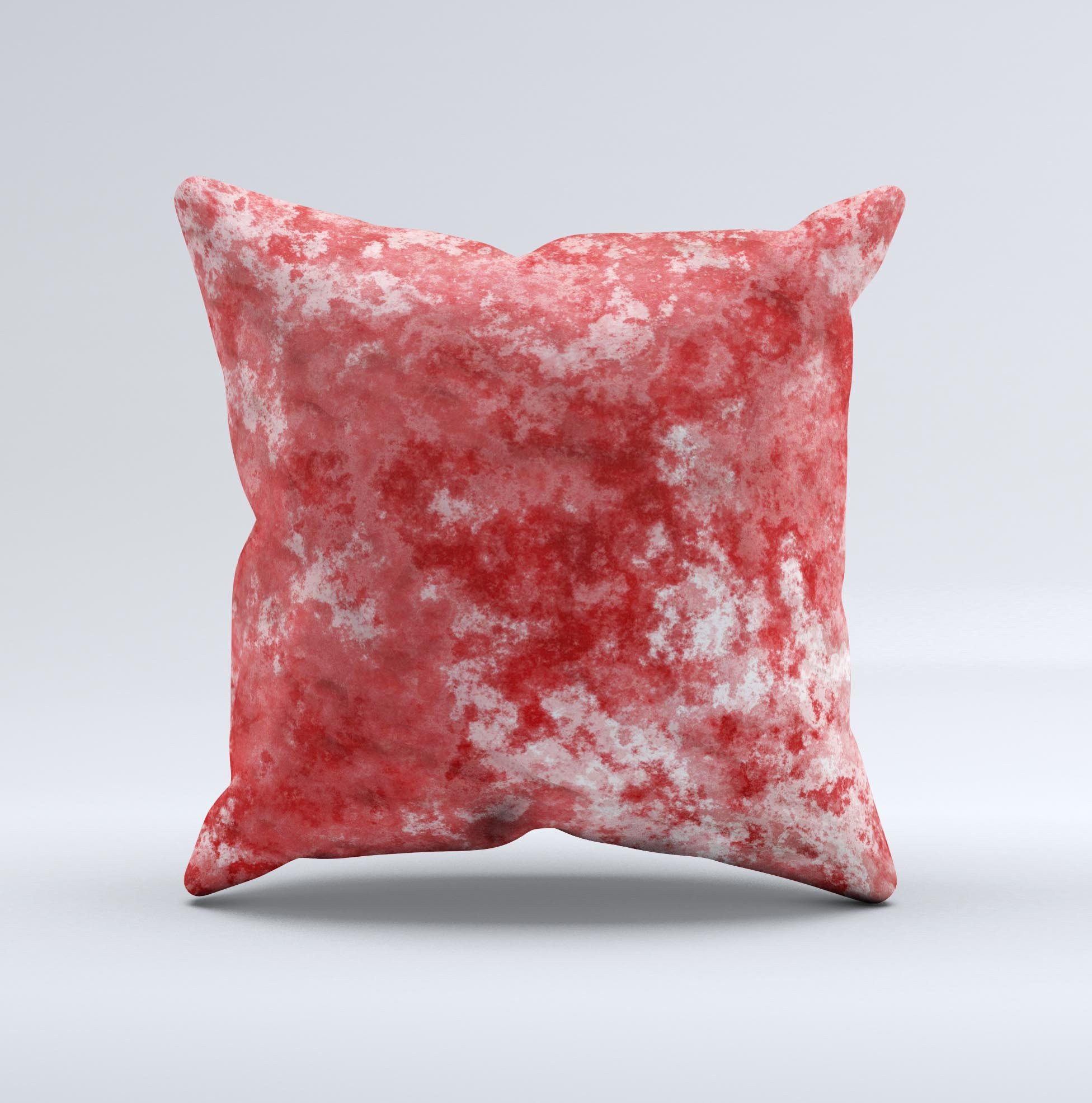 Red Splotted Paint Texture ink-Fuzed Decorative Throw Pillow showcasing unique design and high-quality fabric.