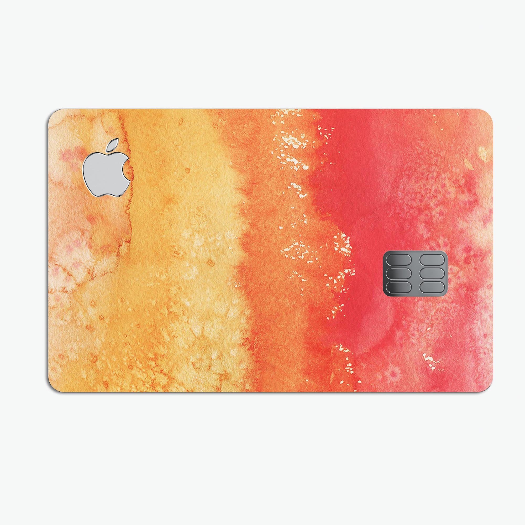 Red v3 Absorbed Watercolor Texture skin for Apple Card, showcasing vibrant colors and a protective design.