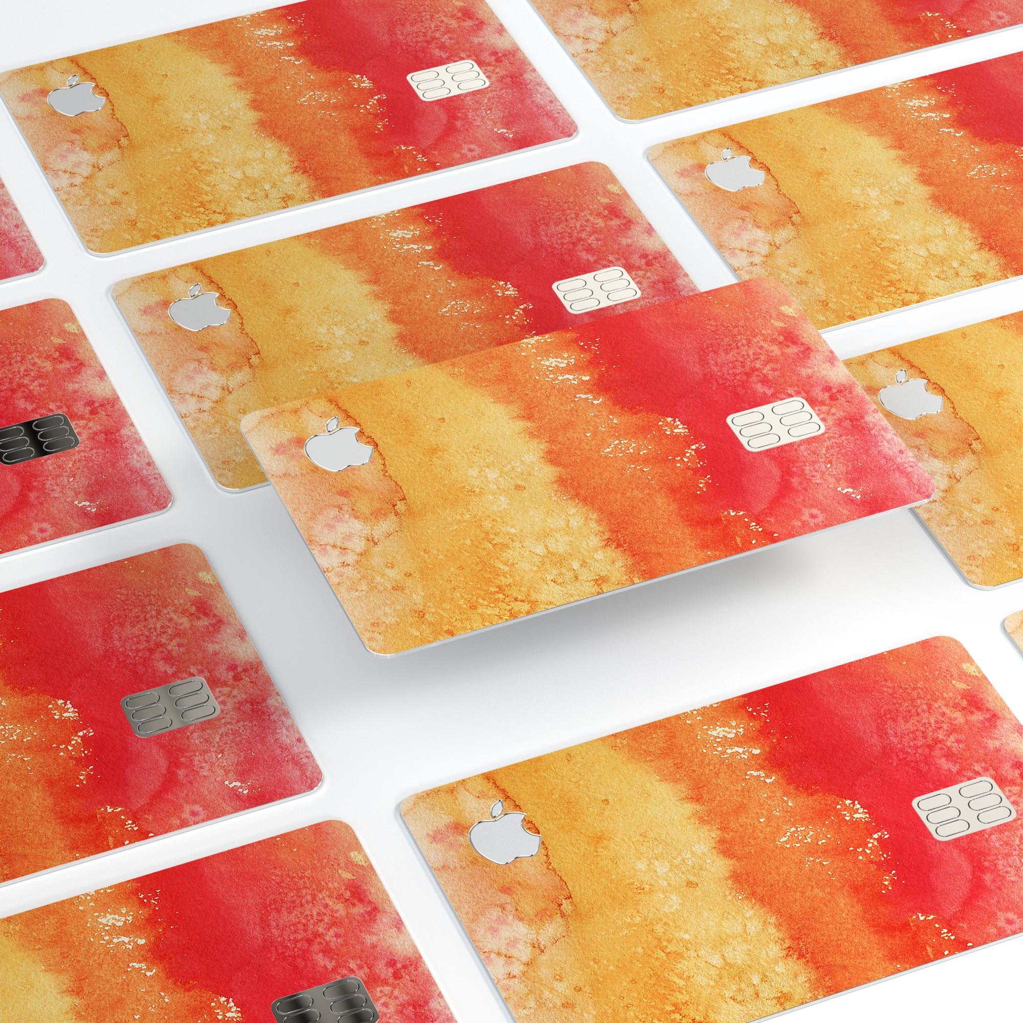 Red v3 Absorbed Watercolor Texture skin for Apple Card, showcasing vibrant colors and a protective design.