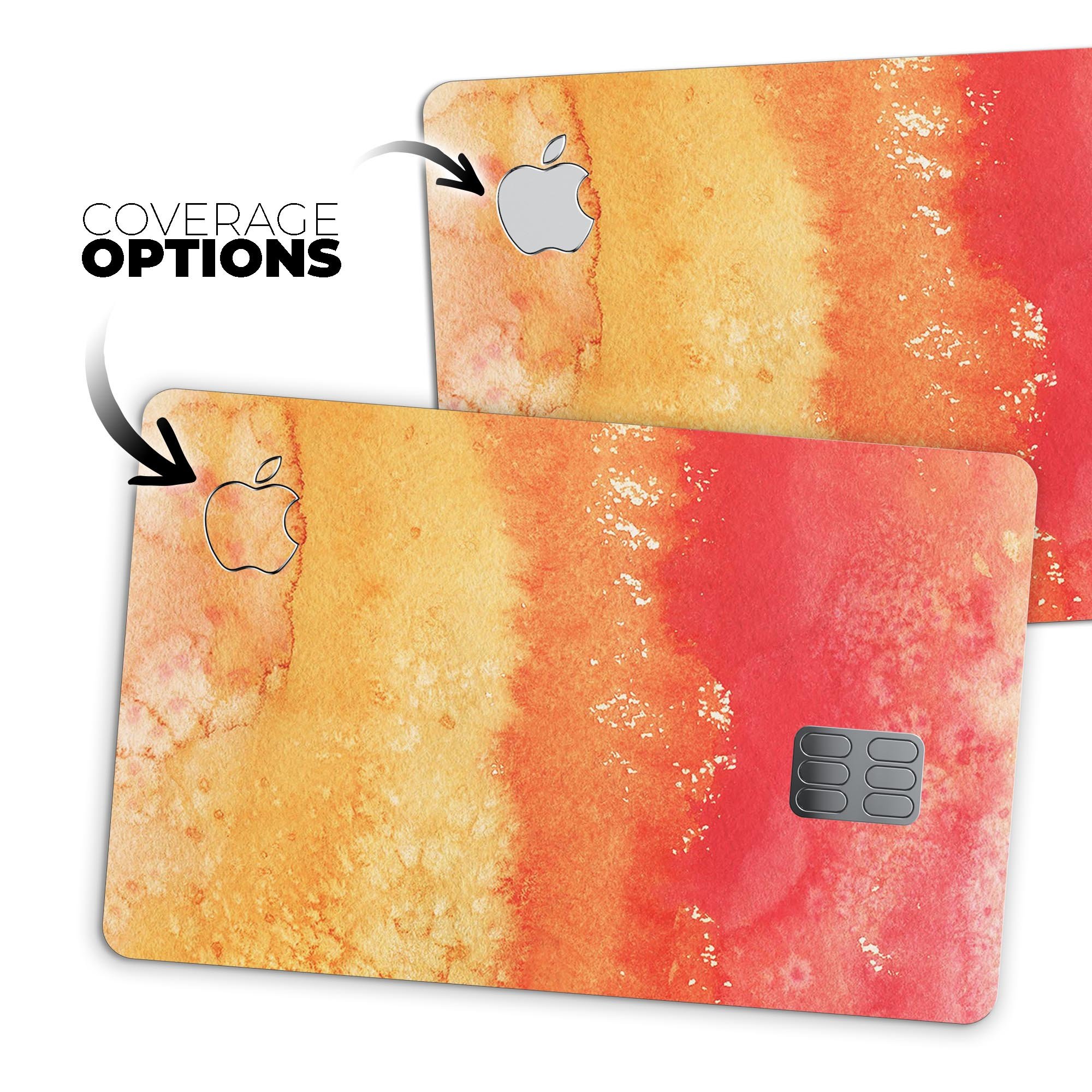 Red v3 Absorbed Watercolor Texture skin for Apple Card, showcasing vibrant colors and a protective design.