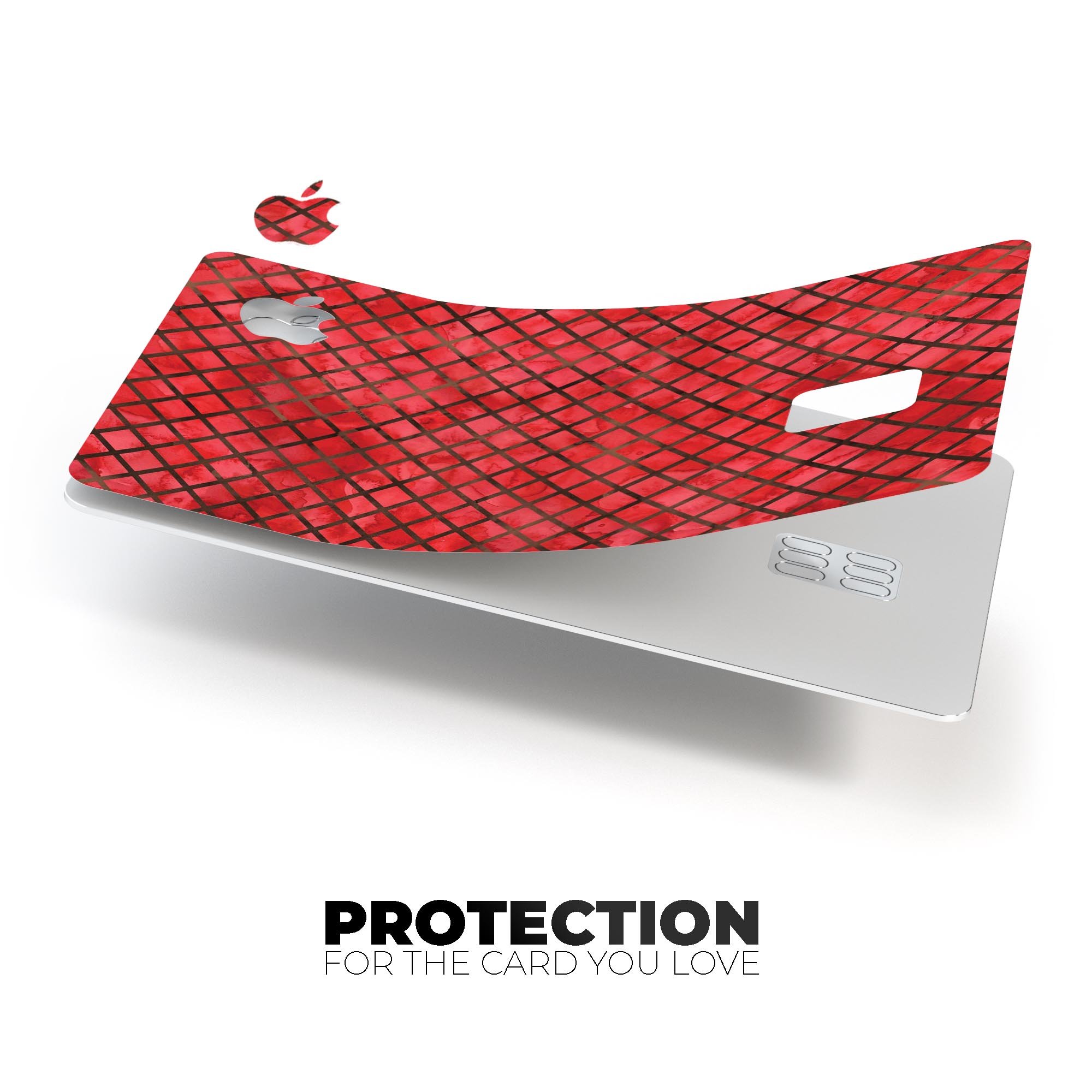Red Watercolor Diamond Pattern skin decal for Apple Card, showcasing vibrant colors and intricate design.