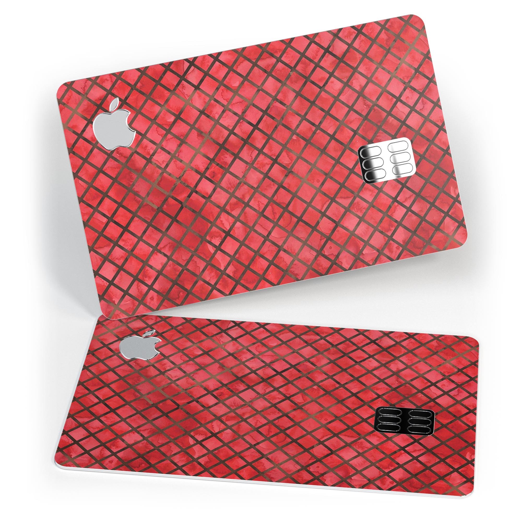 Red Watercolor Diamond Pattern skin decal for Apple Card, showcasing vibrant colors and intricate design.