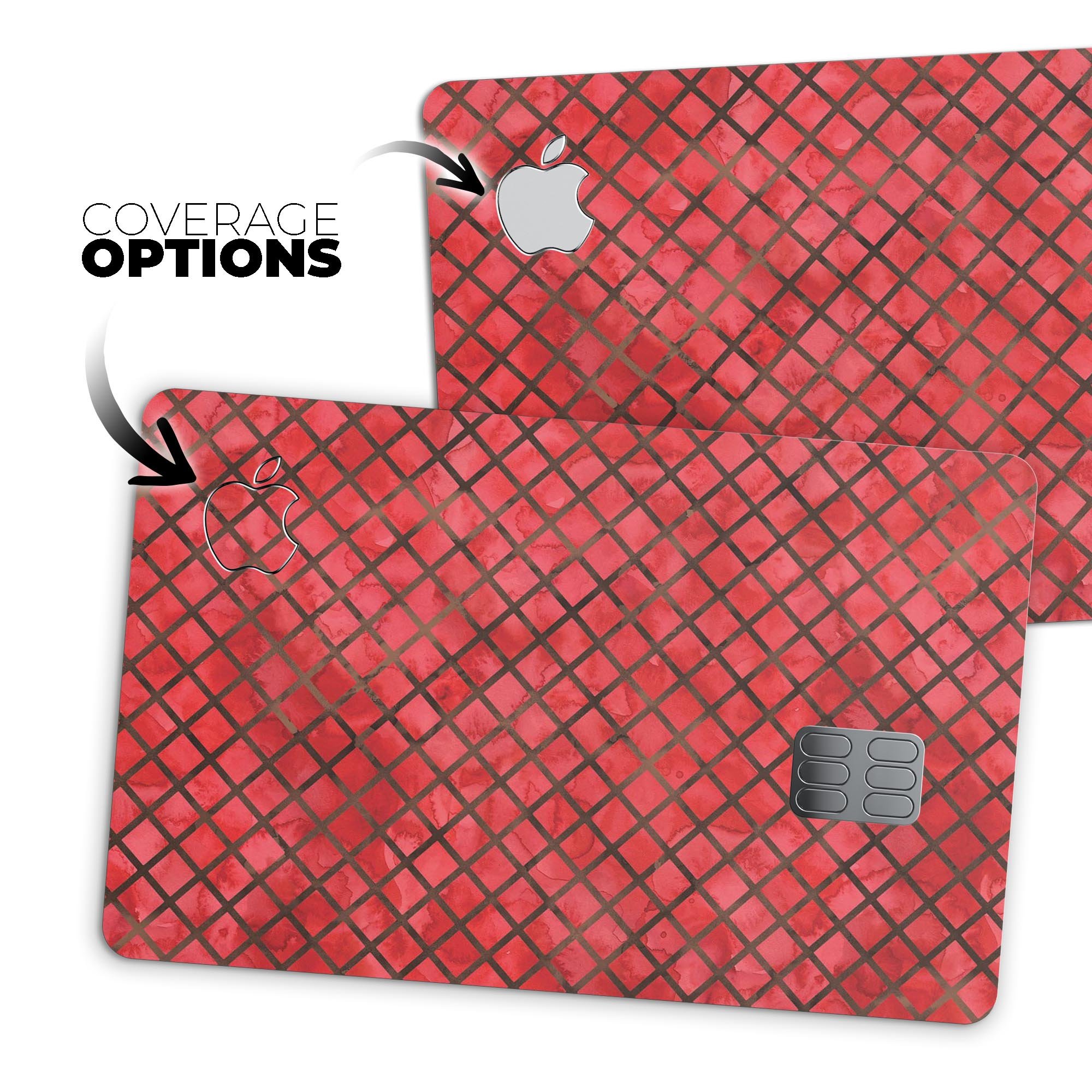 Red Watercolor Diamond Pattern skin decal for Apple Card, showcasing vibrant colors and intricate design.
