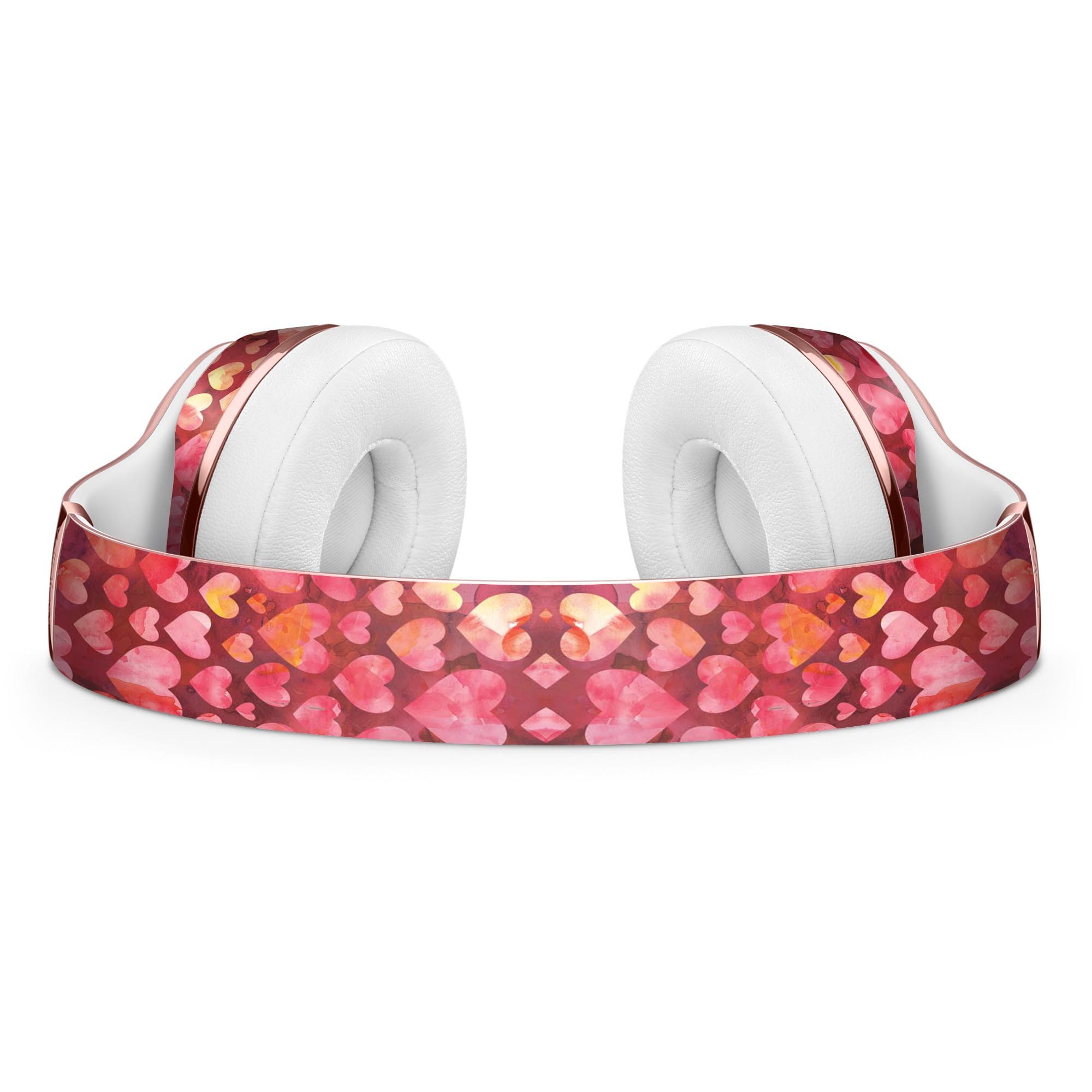 Red Watercolor Hearts Full-Body Skin Kit for Beats by Dre Solo 3, showcasing vibrant colors and artistic design.