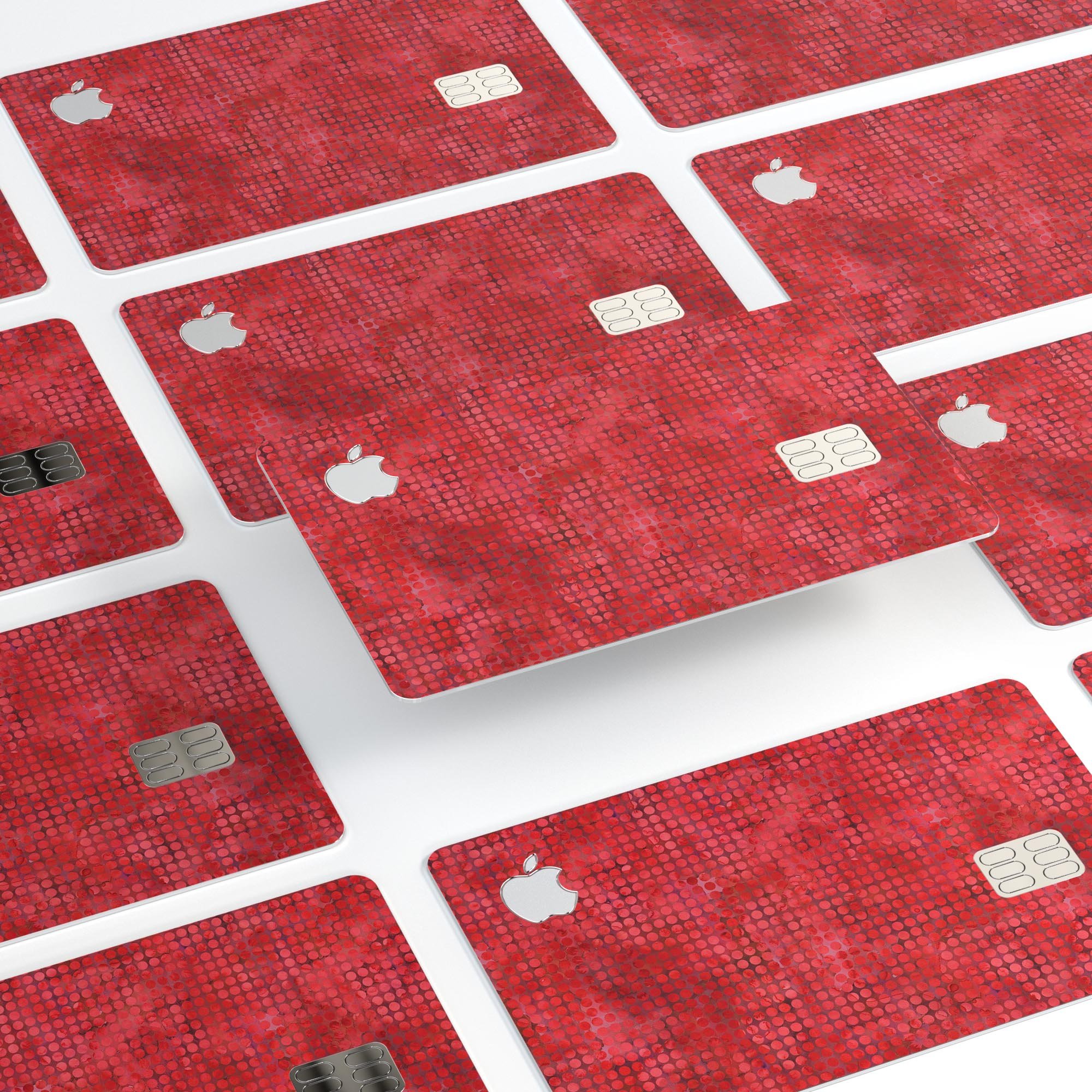 Red Watercolor Polka Dots decal skin for Apple Card, showcasing vibrant colors and unique design.