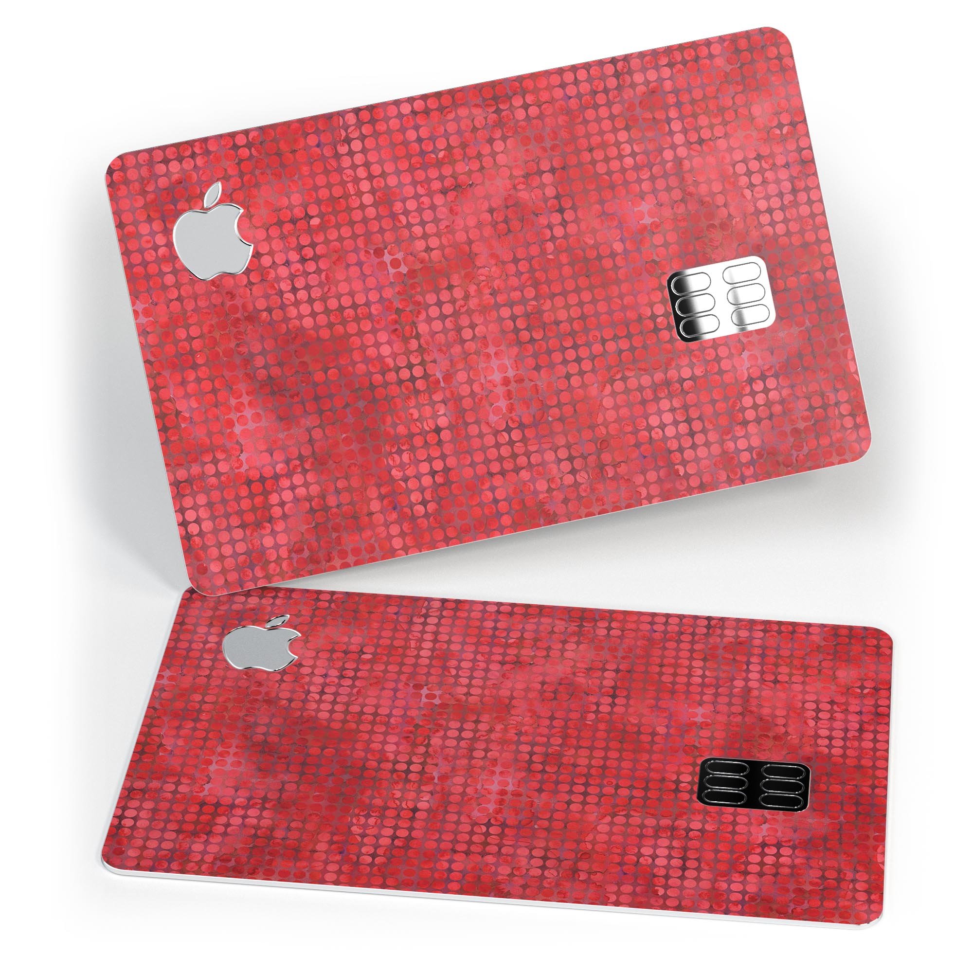 Red Watercolor Polka Dots decal skin for Apple Card, showcasing vibrant colors and unique design.