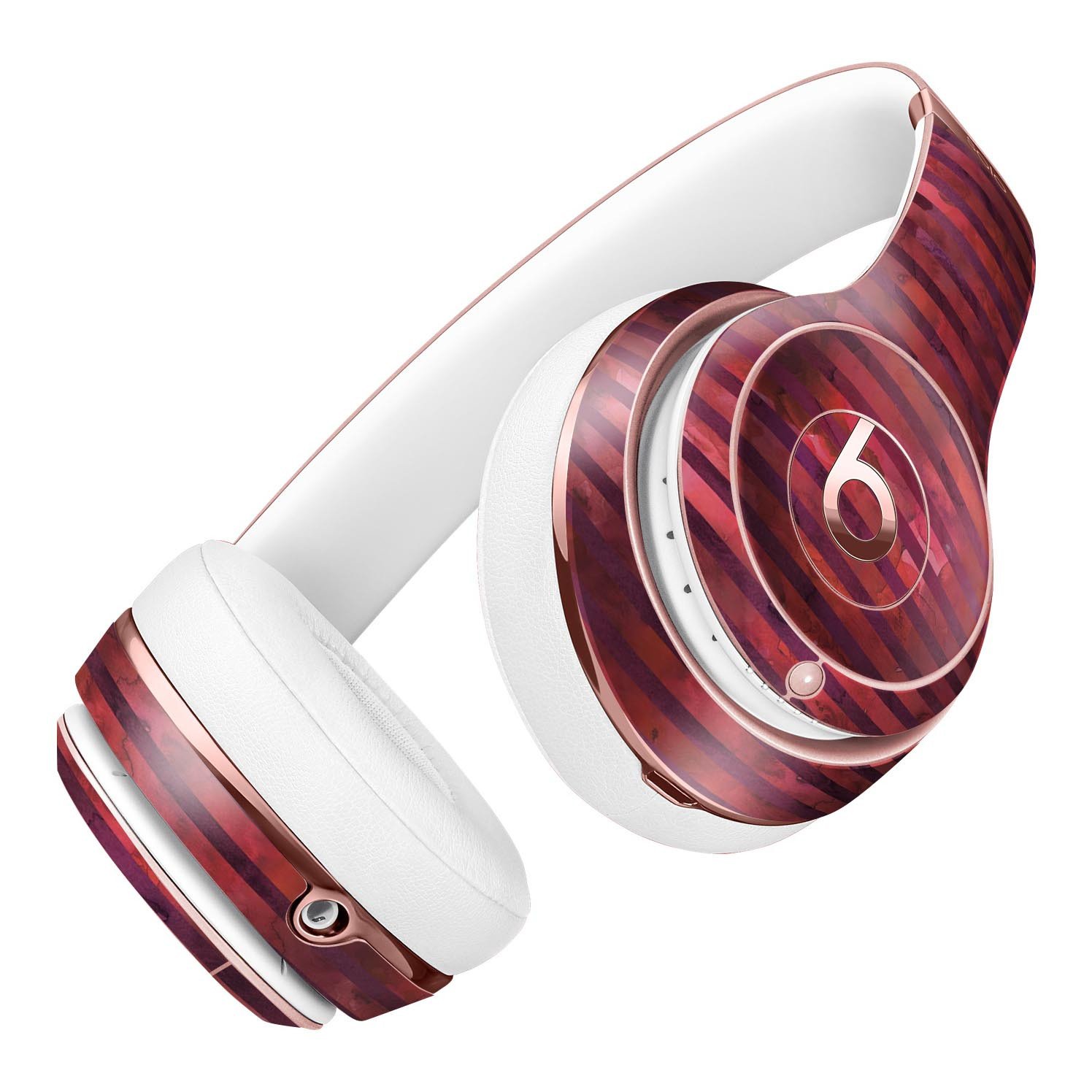 Red Watercolor Stripes Full-Body Skin Kit for Beats by Dre Solo 3, showcasing vibrant colors and precise cut for a perfect fit.