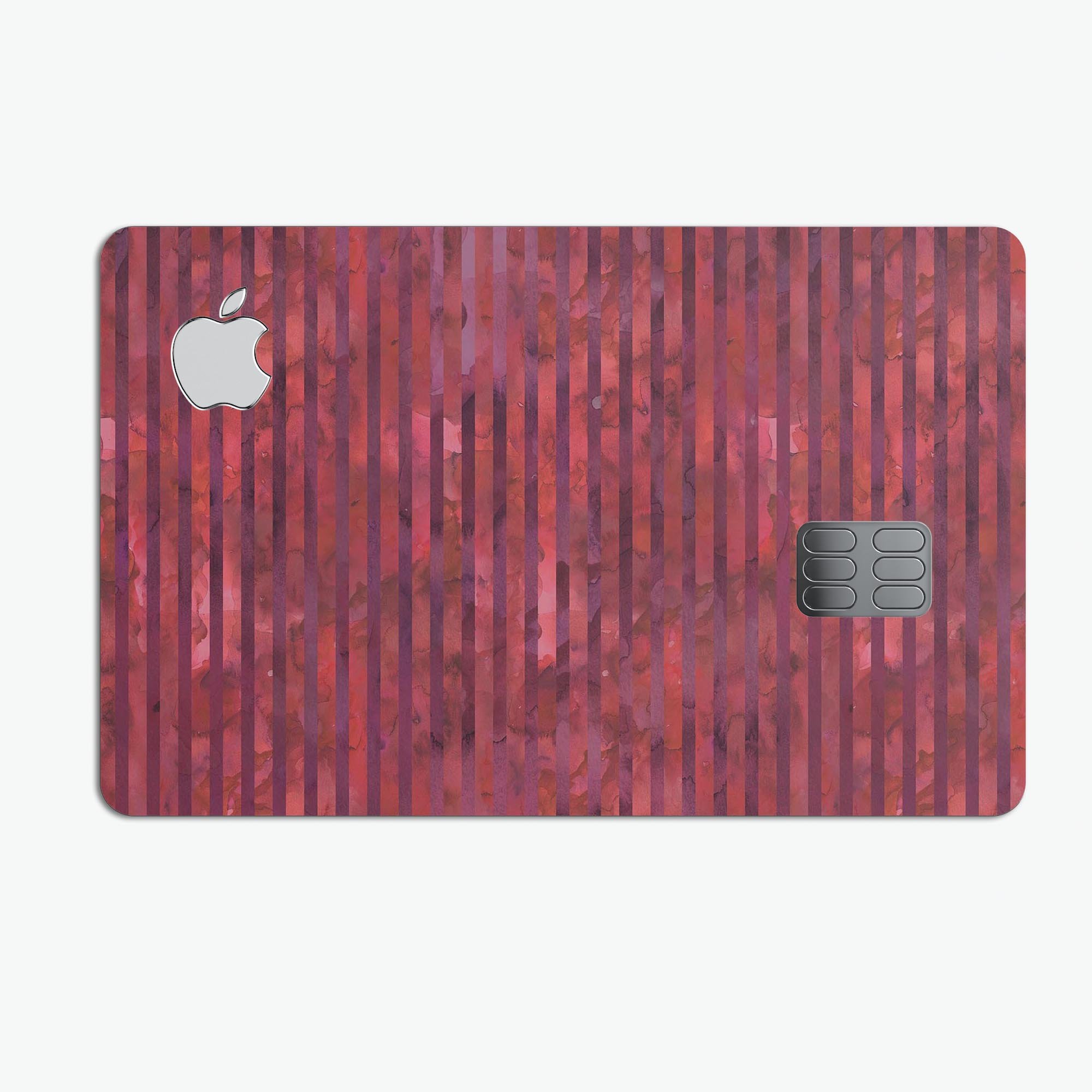 Red Watercolor Stripes decal skin for Apple Card, showcasing vibrant colors and premium quality.