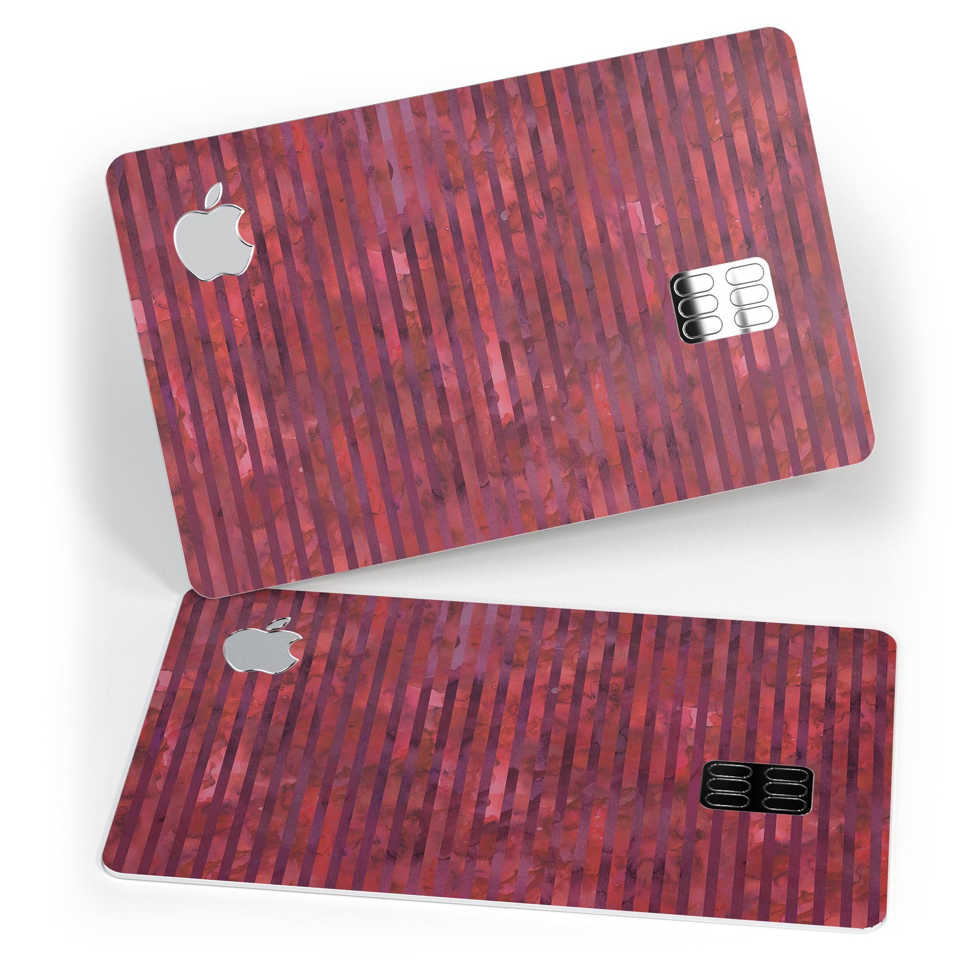 Red Watercolor Stripes decal skin for Apple Card, showcasing vibrant colors and premium quality.