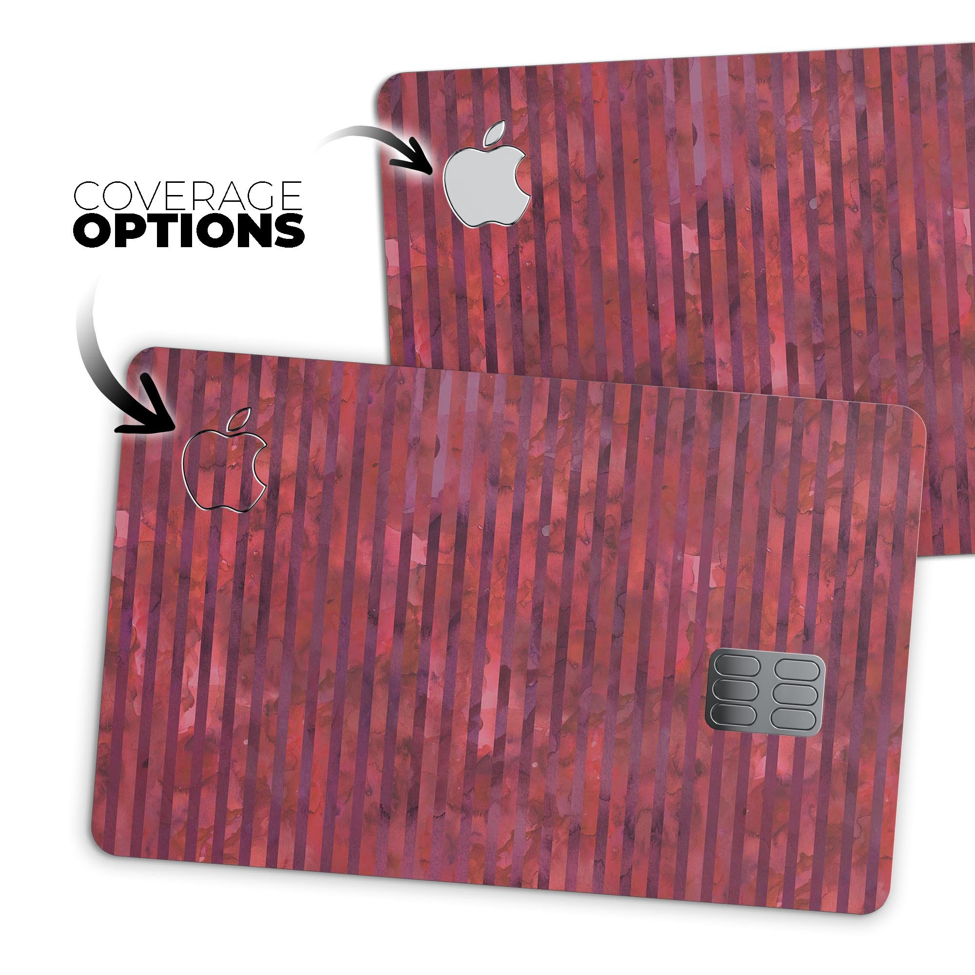 Red Watercolor Stripes decal skin for Apple Card, showcasing vibrant colors and premium quality.