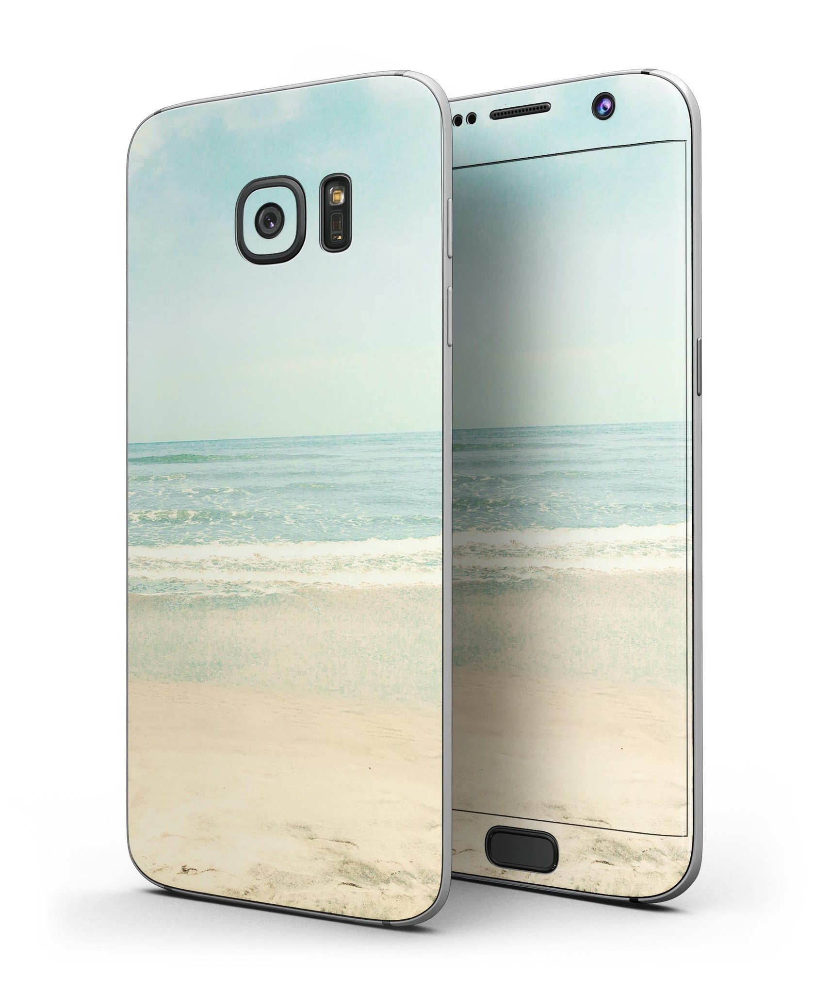 Relaxed Beach Full Body Skin-Kit for Samsung Galaxy S7 and S7 Edge, showcasing vibrant design and premium vinyl material.
