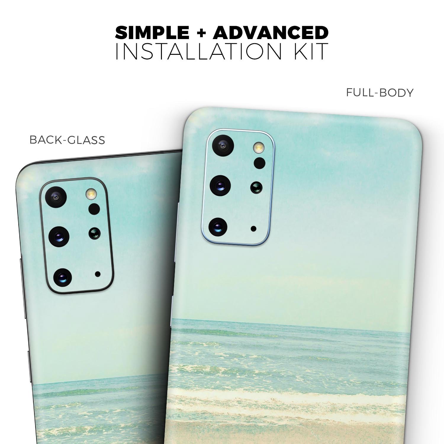 Relaxed Beach Skin-Kit for Samsung Galaxy S20, showcasing vibrant design and premium vinyl material.