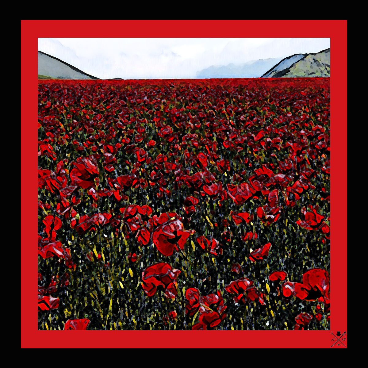 Elegant Remember The Fallen Ladies Scarf made of 100% Italian silk, featuring a tribute design honoring Armed Forces sacrifices.