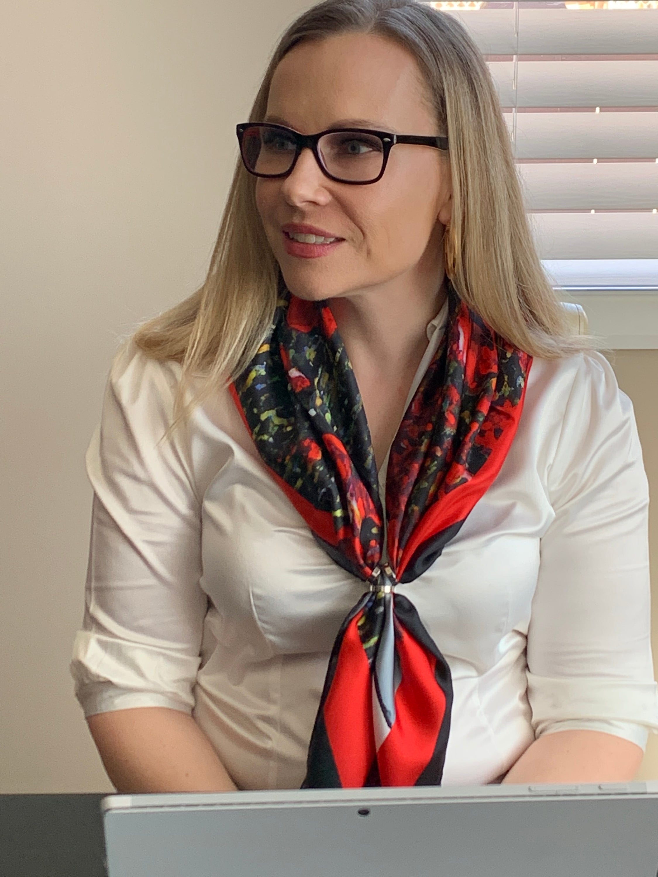 Elegant Remember The Fallen Ladies Scarf made of 100% Italian silk, featuring a tribute design honoring Armed Forces sacrifices.