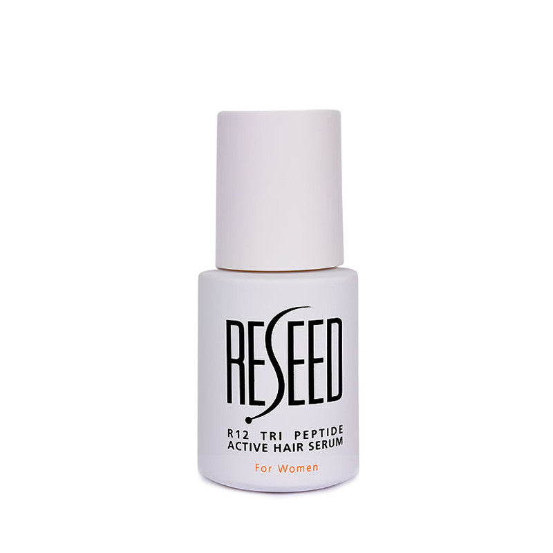 RESEED R12 Tri Peptide Active Hair Serum for Women in a 30ml bottle, showcasing its sleek design and label.