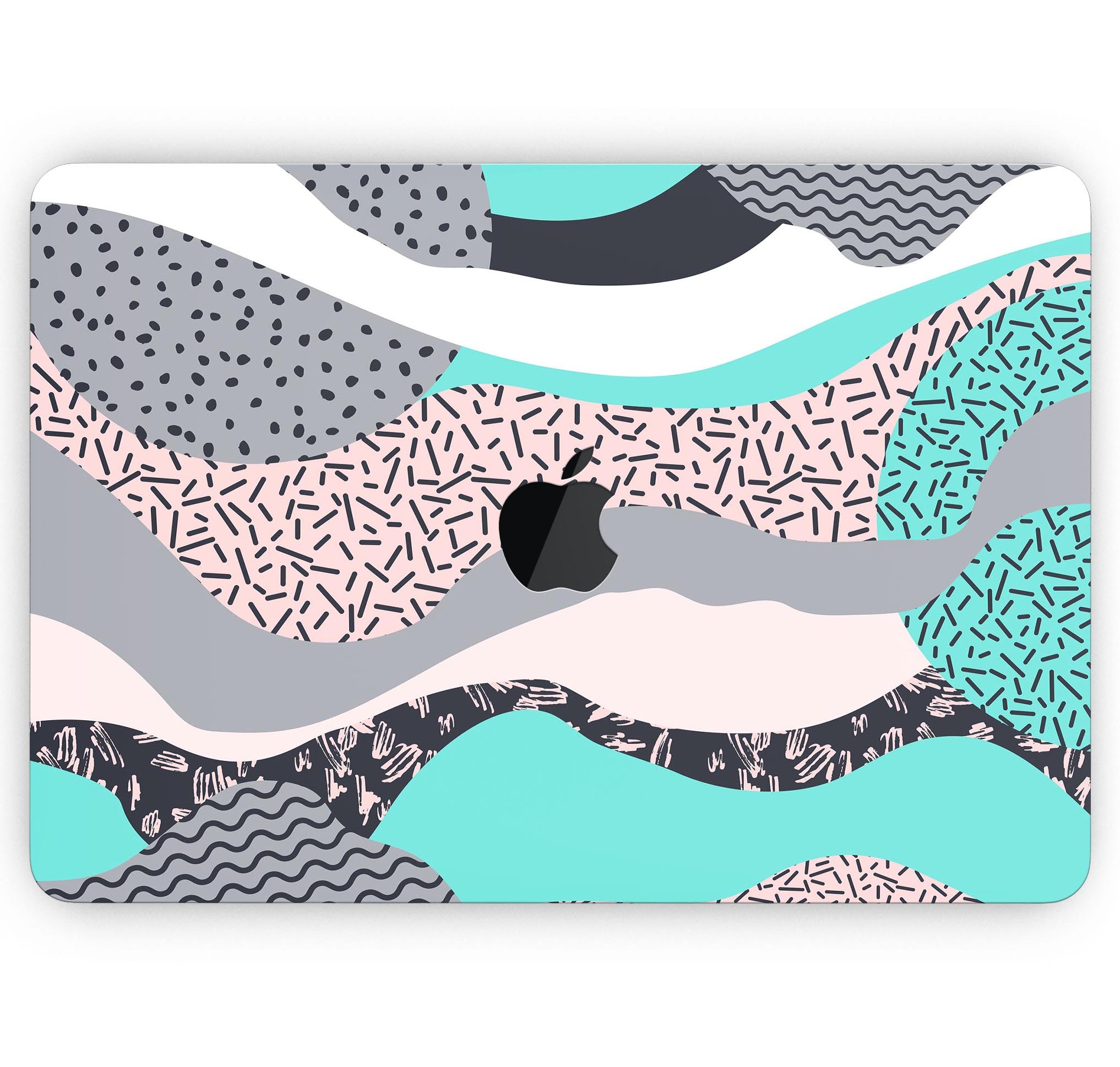 Retro Summer Mint and Coral Skin Decal Wrap Kit for MacBook, showcasing vibrant colors and stylish design.
